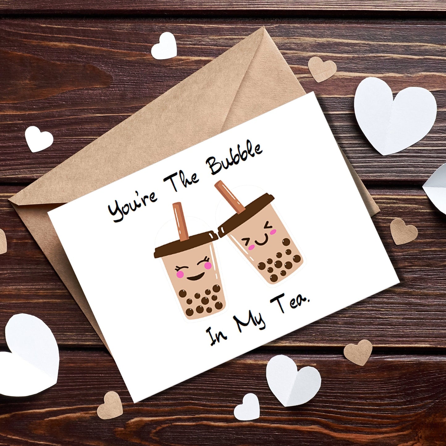 Adorable Bubble Tea Greeting Card, Couples Card, Kawaii Boba Card, Anniversary Card, Friendship Card, I Love You Card, Asian Drink Pun Card - JuzBecuzStationery
