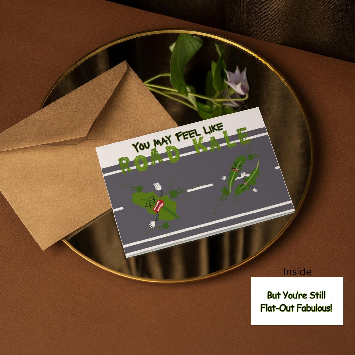 Funny Road Kale Get Well Card: Punny Encouragement - JuzBecuzStationery