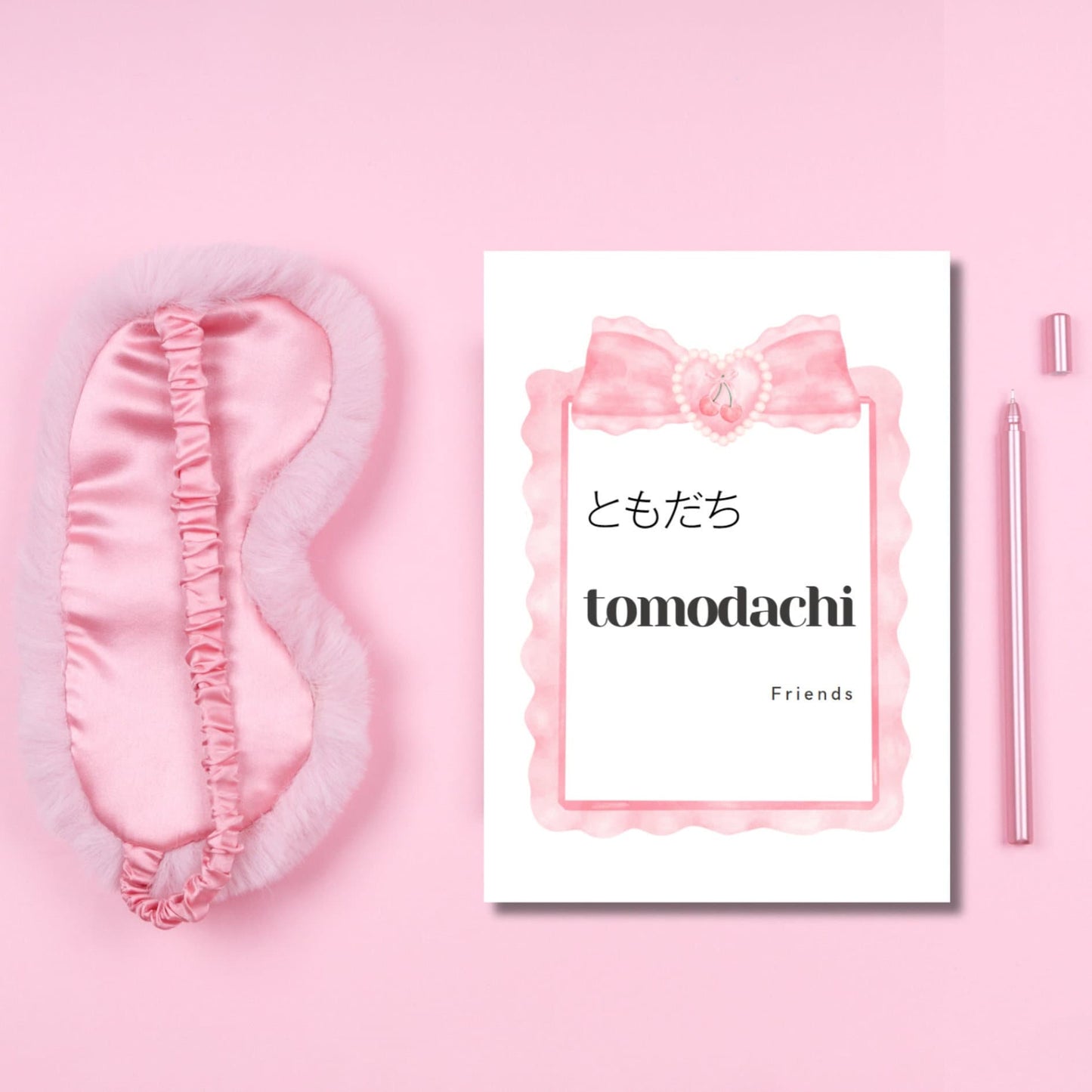 Japanese Friendship Card, Pink Kawaii Card, Coquette Bows Stationery, Japanese Tomodachi Card, Card For Anime Fan, Japanese Gift For Her, - JuzBecuzStationery