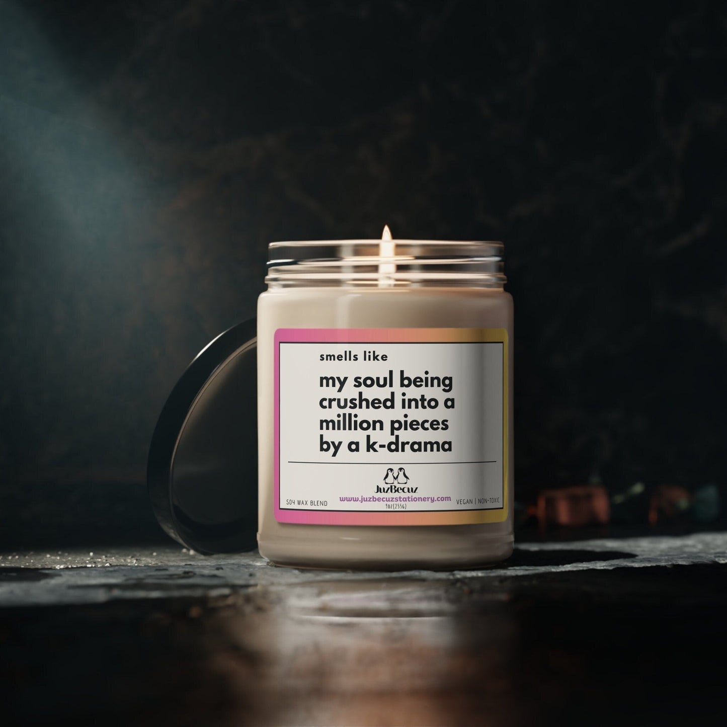 K - Drama Candle - Smells Like My Soul Being Crushed Into A Million Pieces, Funny KDrama Fan Gift, Soy Wax Candle, Korean Drama Lover Decor - JuzBecuzStationery