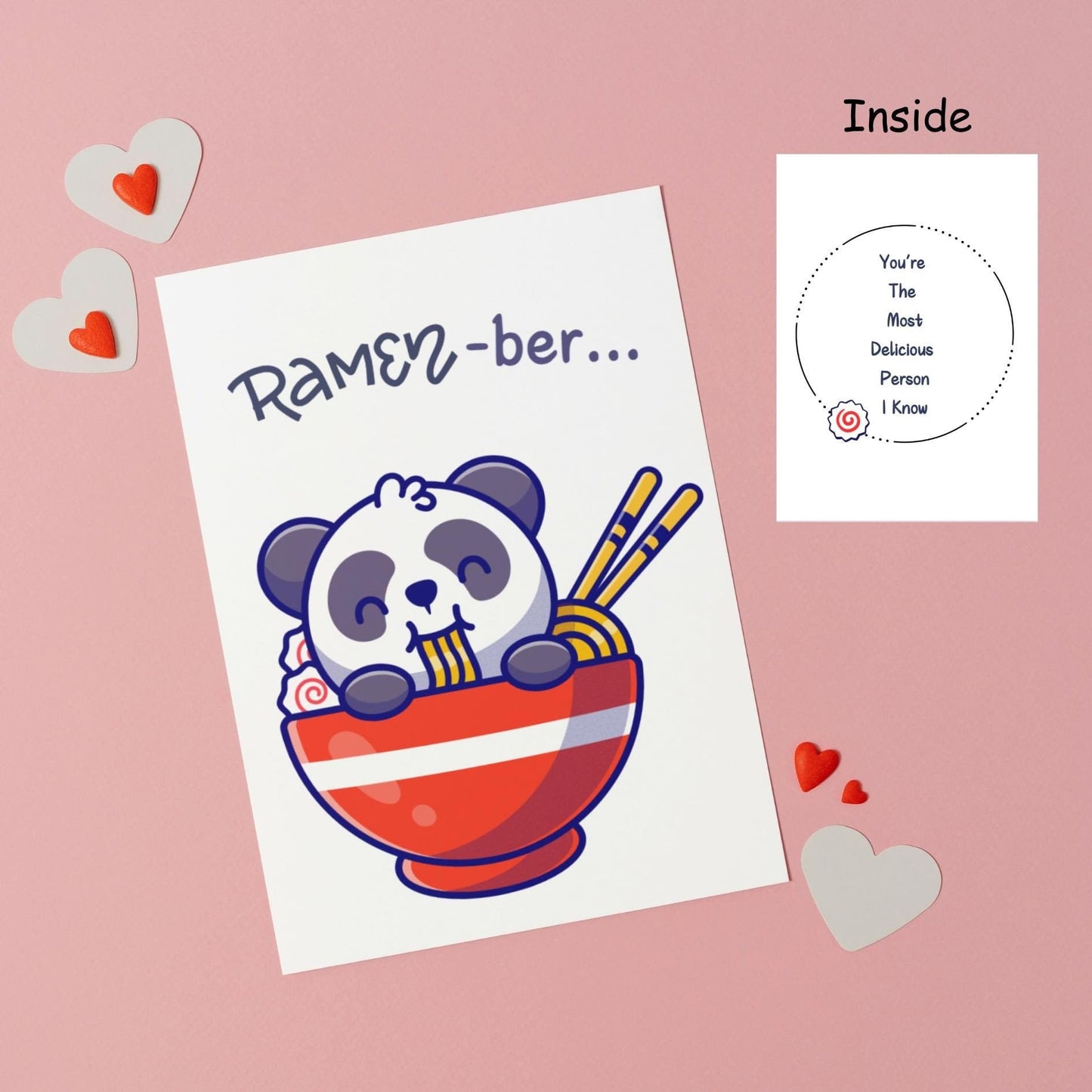 Kawaii Ramen Panda Card, Ramen - ber Food Pun Greeting Card, Fun Ramen Noodle I Love You Anniversary Card, Friendship Card For Ramen Lover - JuzBecuzStationery