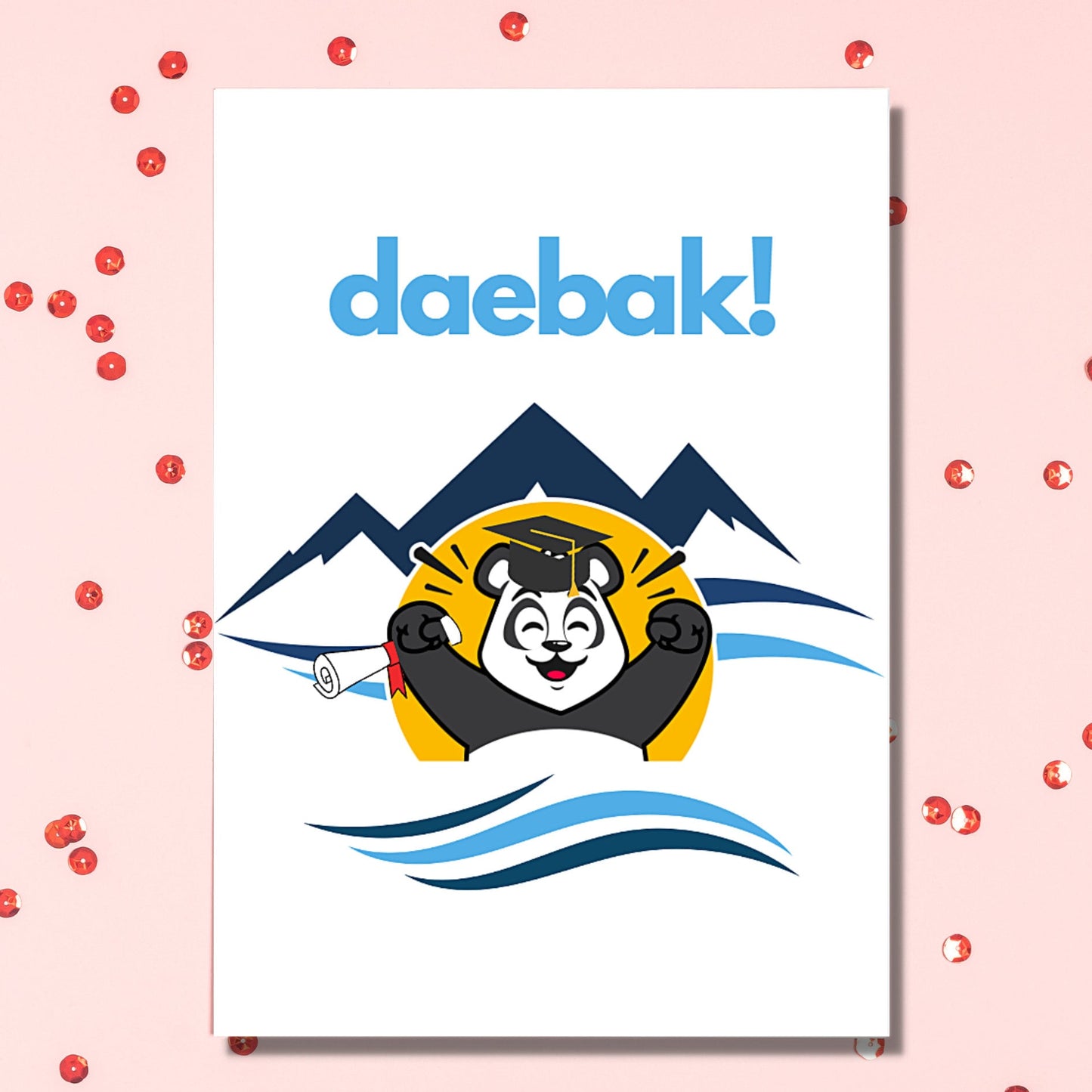 Korean Daebak Graduation Card, Kawaii Panda High School Graduation Card, College Graduation Card for Kdrama Addict, Congratulations Card - JuzBecuzStationery