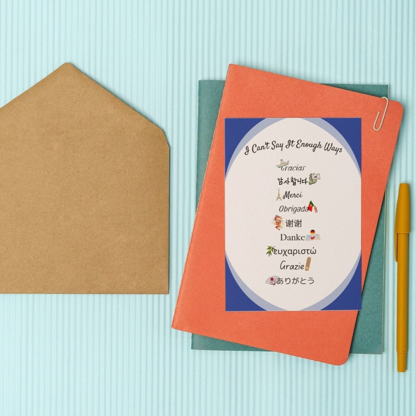 Multilingual Thank You Card, Global Gratitude Note, International Appreciation Card, Multi - Cultural Stationery, Around The World Thank You - JuzBecuzStationery