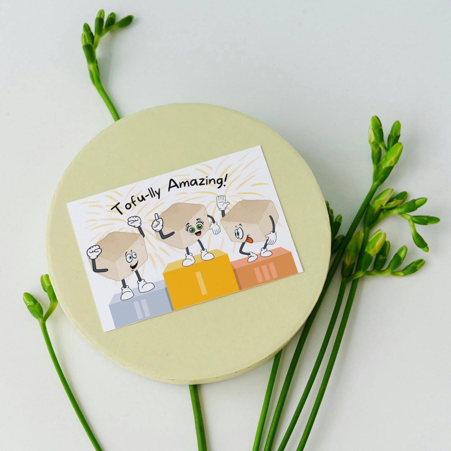 Tofu Pun Encouragement Card, Tofu - lly Amazing Note Card, Asian Food Card, Fun Vegan Inspired Appreciation Card, Tofu Lover Thank You Card - JuzBecuzStationery
