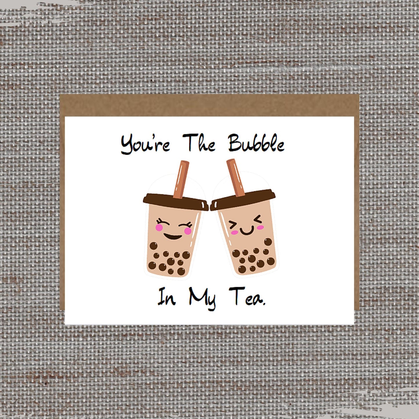 Adorable Bubble Tea Card: Kawaii Boba Anniversary, Friendship Card - JuzBecuzStationery