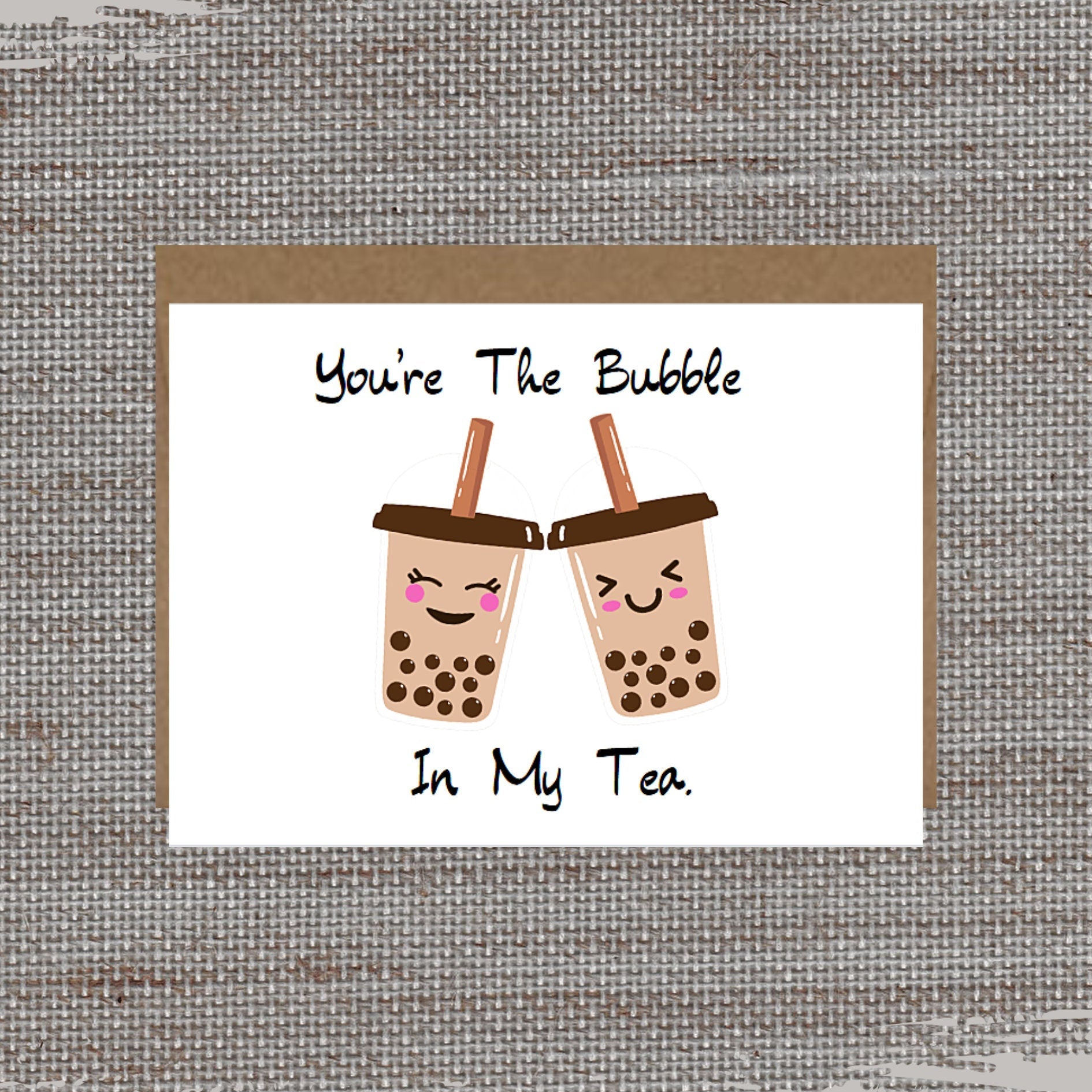 Adorable Bubble Tea Card: Kawaii Boba Anniversary, Friendship Card - JuzBecuzStationery