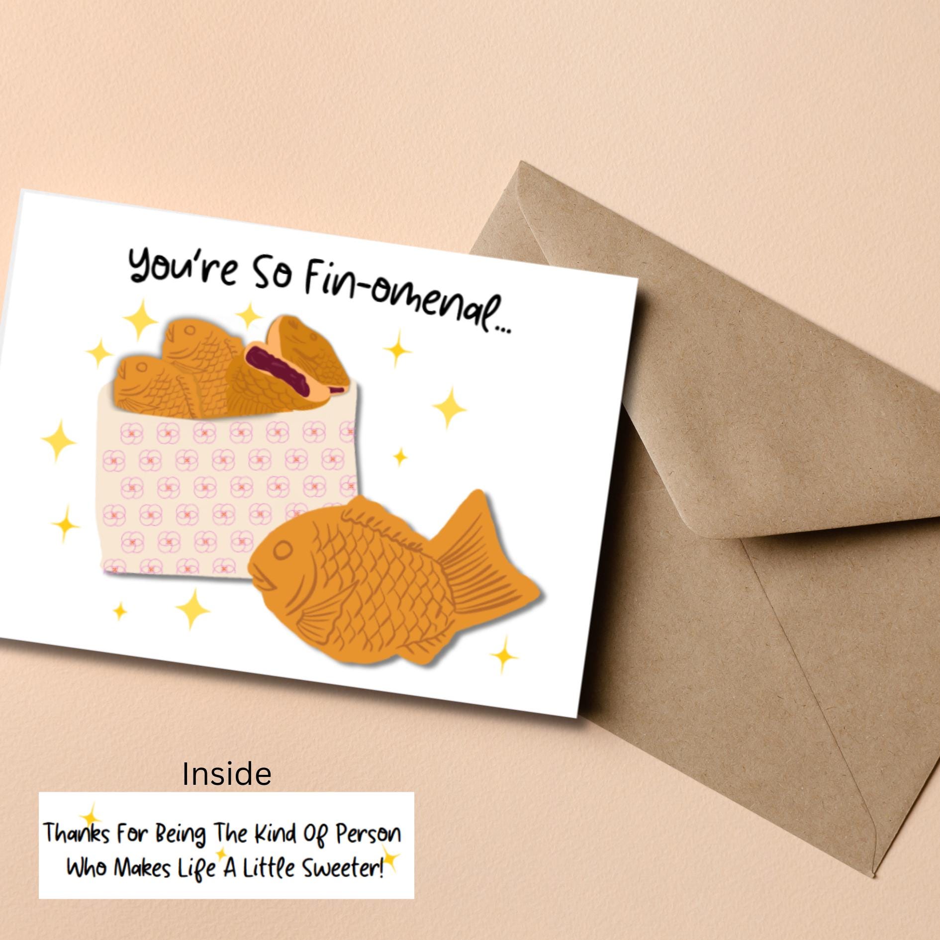 Bungeoppang Thank You Card: Korean Fish Bread, Kdrama Fan Gift - JuzBecuzStationery