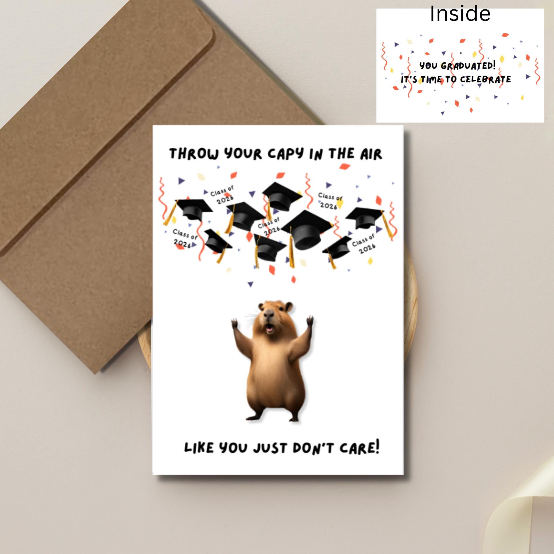 Capybara Graduation Card: Punny Commencement Card - JuzBecuzStationery