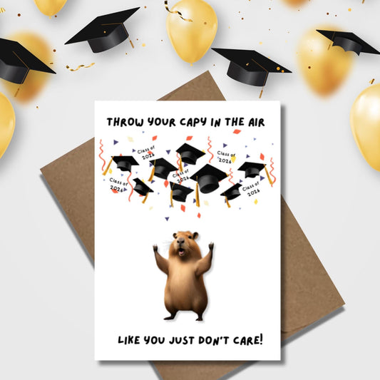 Capybara Graduation Card: Punny Commencement Card - JuzBecuzStationery