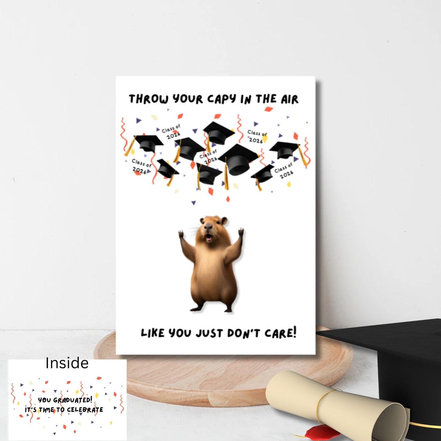 Capybara Graduation Card: Punny Commencement Card - JuzBecuzStationery