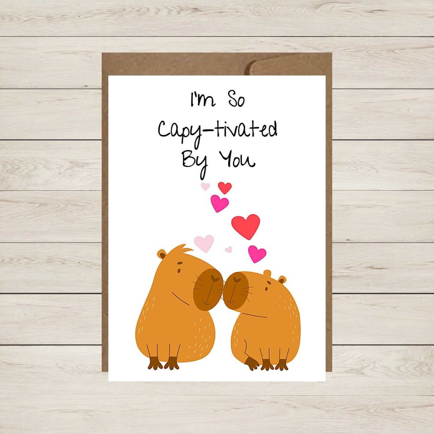 Capybara Love Card: "I'm So Capy - tivated By You" Anniversary Card, Cute I Love You Card - JuzBecuzStationery