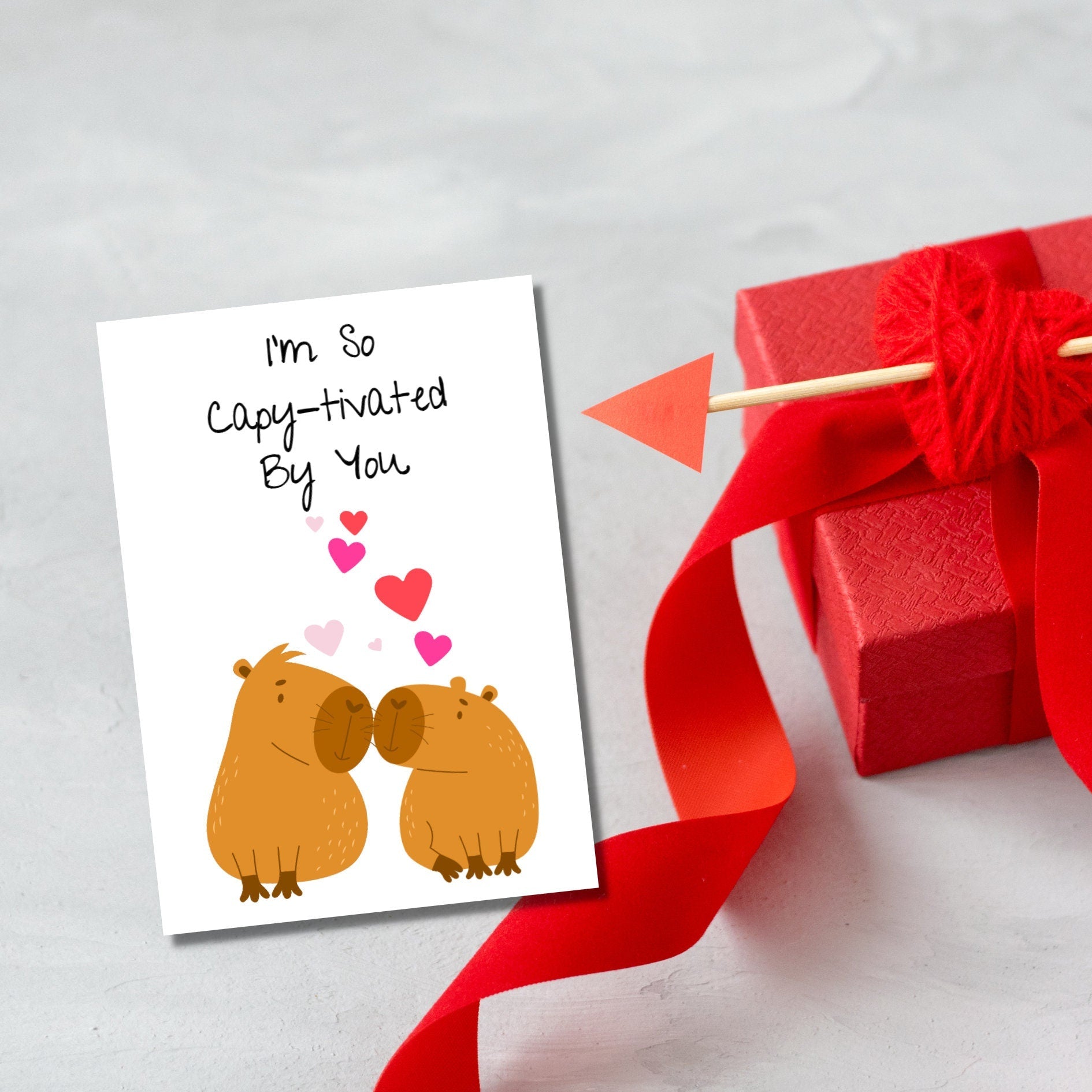 Capybara Love Card: "I'm So Capy - tivated By You" Anniversary Card, Cute I Love You Card - JuzBecuzStationery