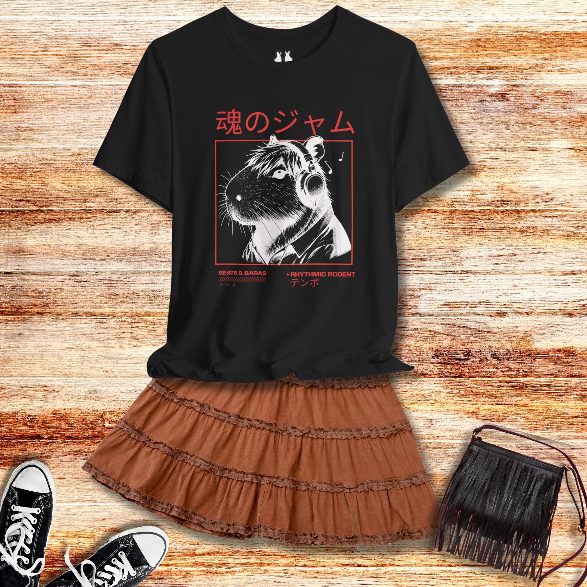 Capybara Soul Jam Shirt: Japanese Streetwear Graphic Tee - JuzBecuzStationery