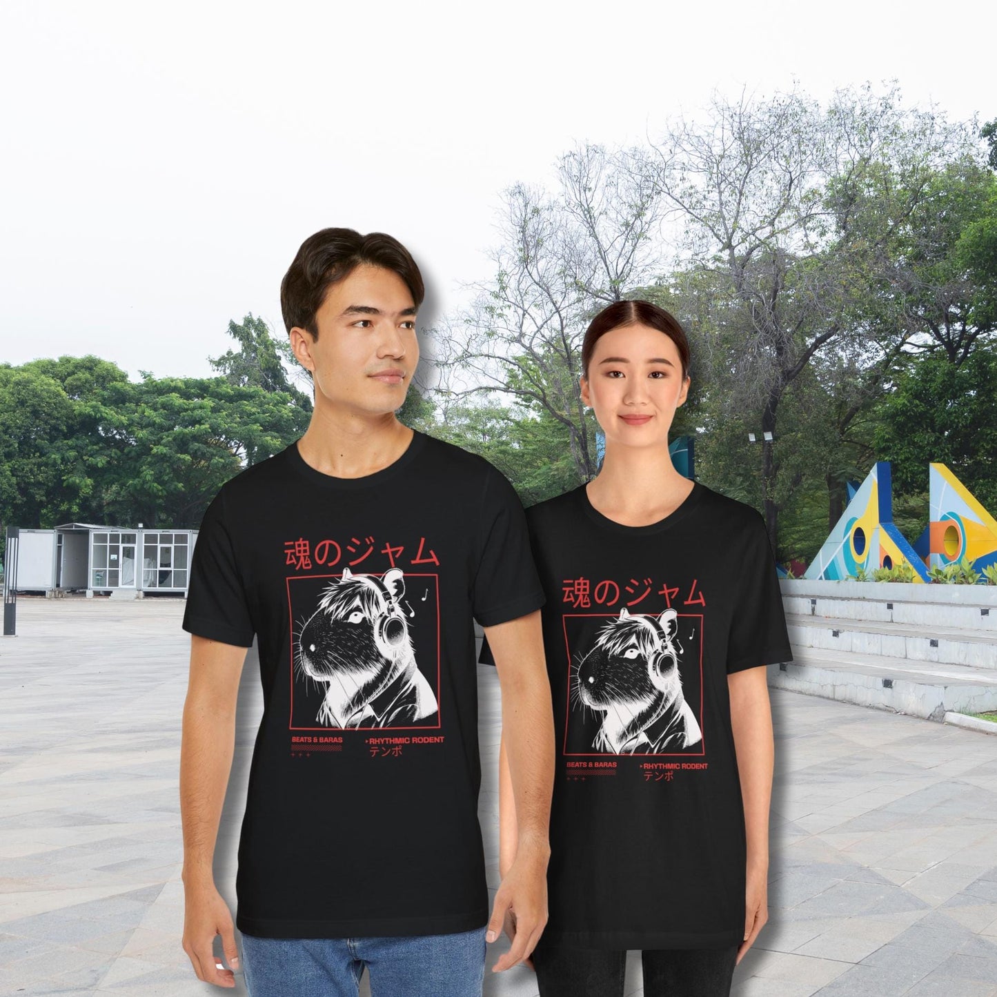 Capybara Soul Jam Shirt: Japanese Streetwear Graphic Tee - JuzBecuzStationery