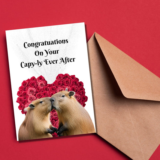 Capybara Wedding Card, Capybara Anniversary Card, Congratulations Card, Capybara Love Card, Couples Card, Engagement Card - JuzBecuzStationery