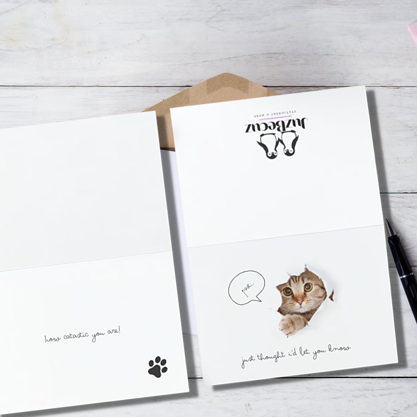 Catastic Cat Pun Greeting Card: Pet Lover Gift - JuzBecuzStationery