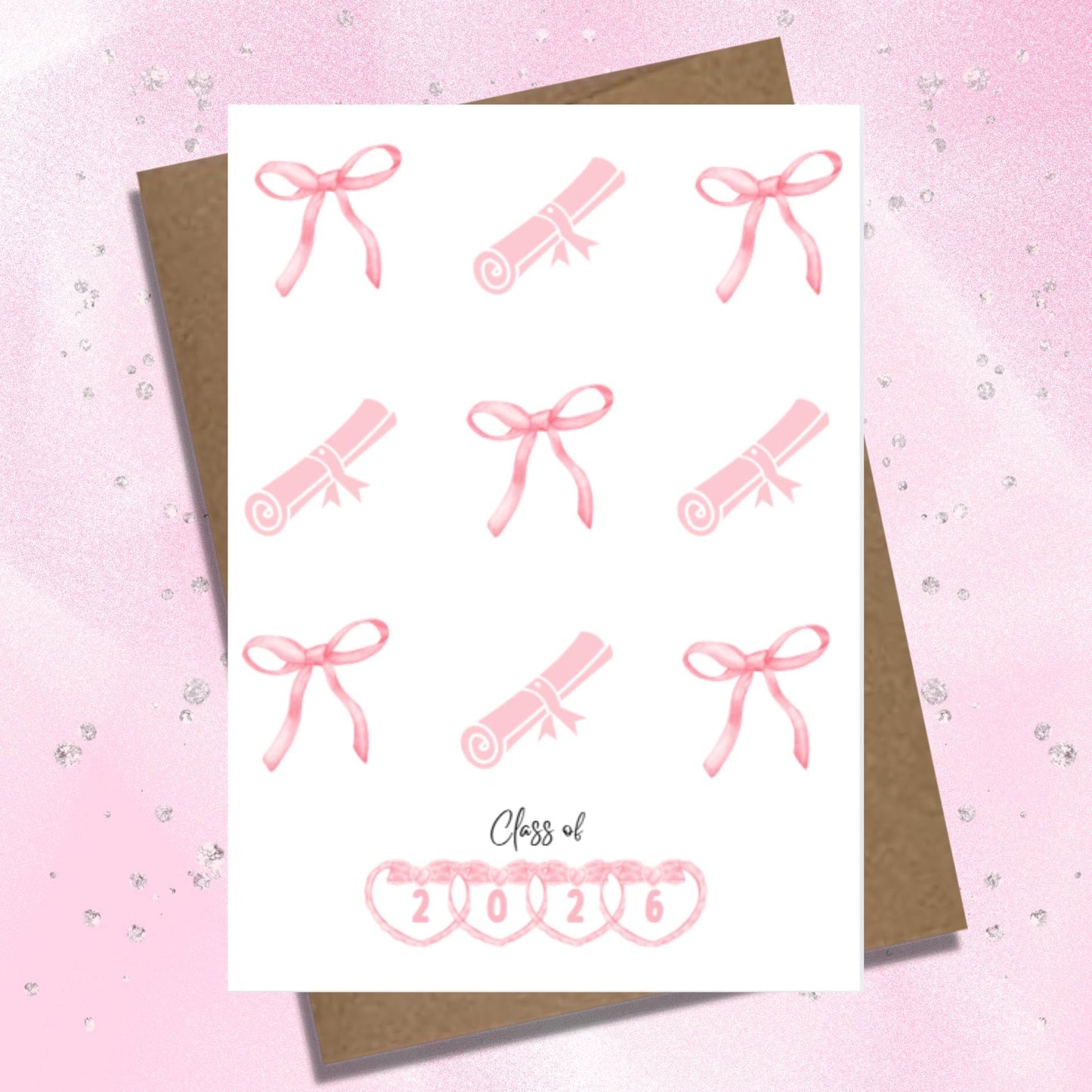 Coquette Graduation Card, Pink Bow Graduation Card For Girls, High School & College Graduation Card, Commencement Congratulations Card - JuzBecuzStationery