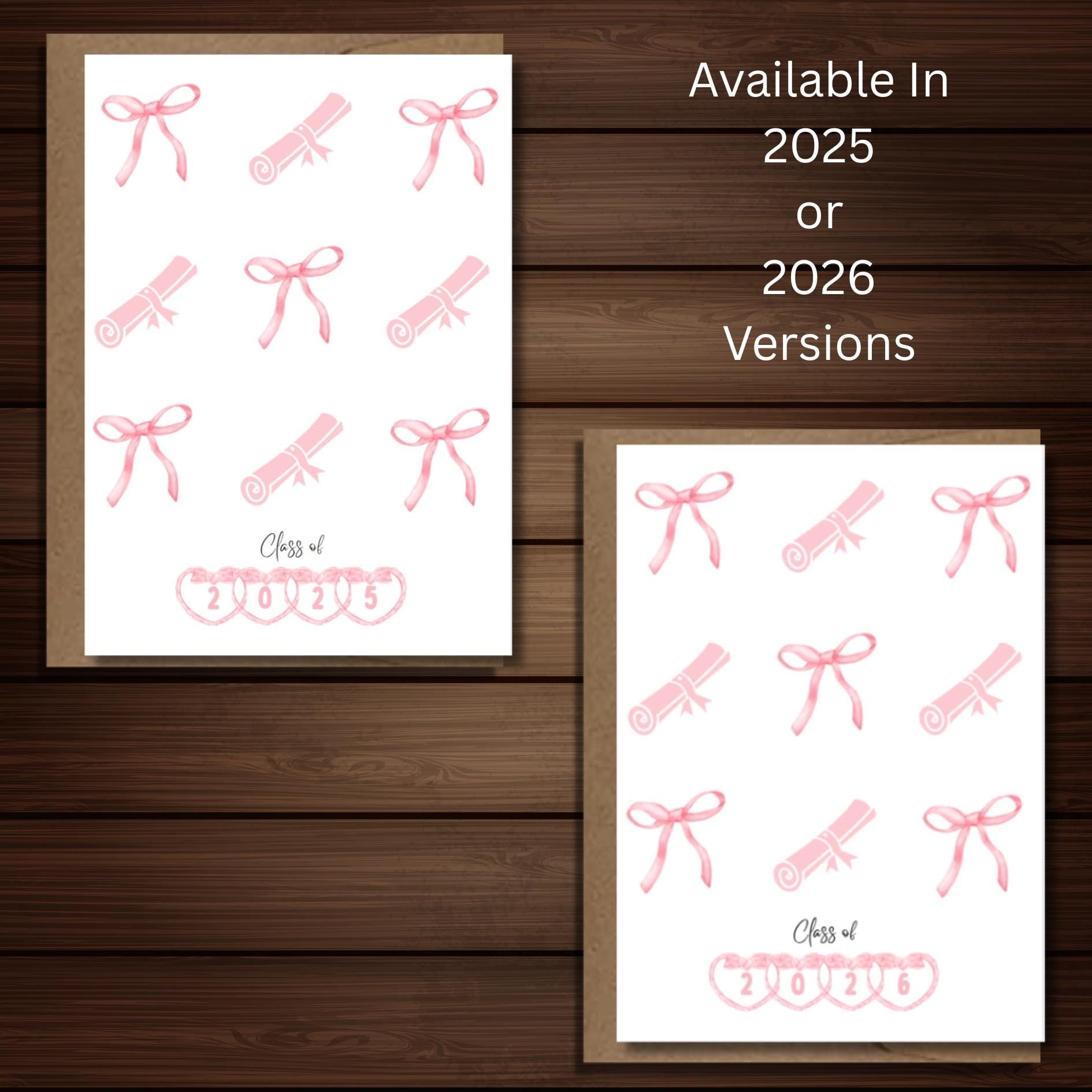 Coquette Graduation Card, Pink Bow Graduation Card For Girls, High School & College Graduation Card, Commencement Congratulations Card - JuzBecuzStationery