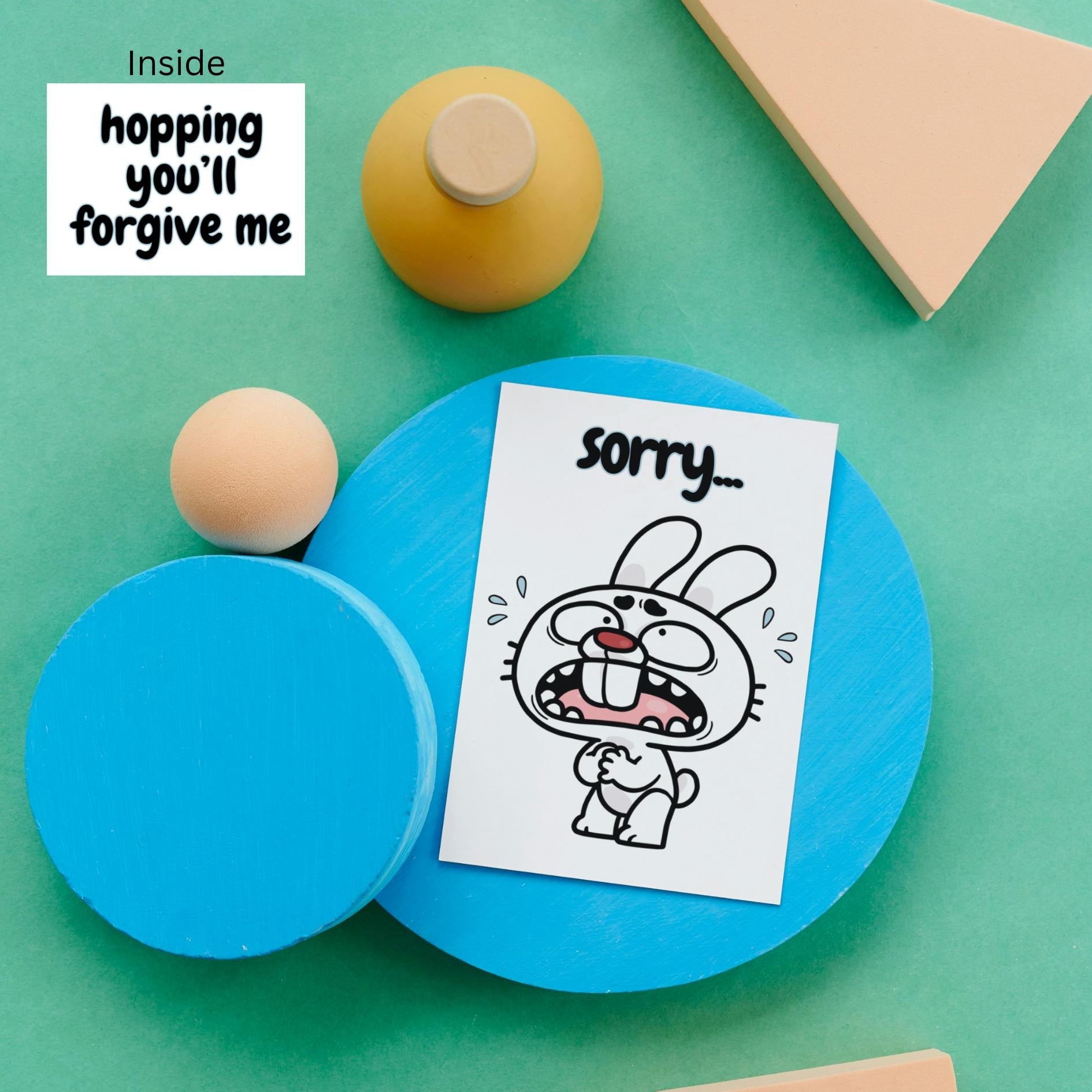 Crying Bunny Apology Card, Funny Sorry Pun, Rabbit Note - JuzBecuzStationery