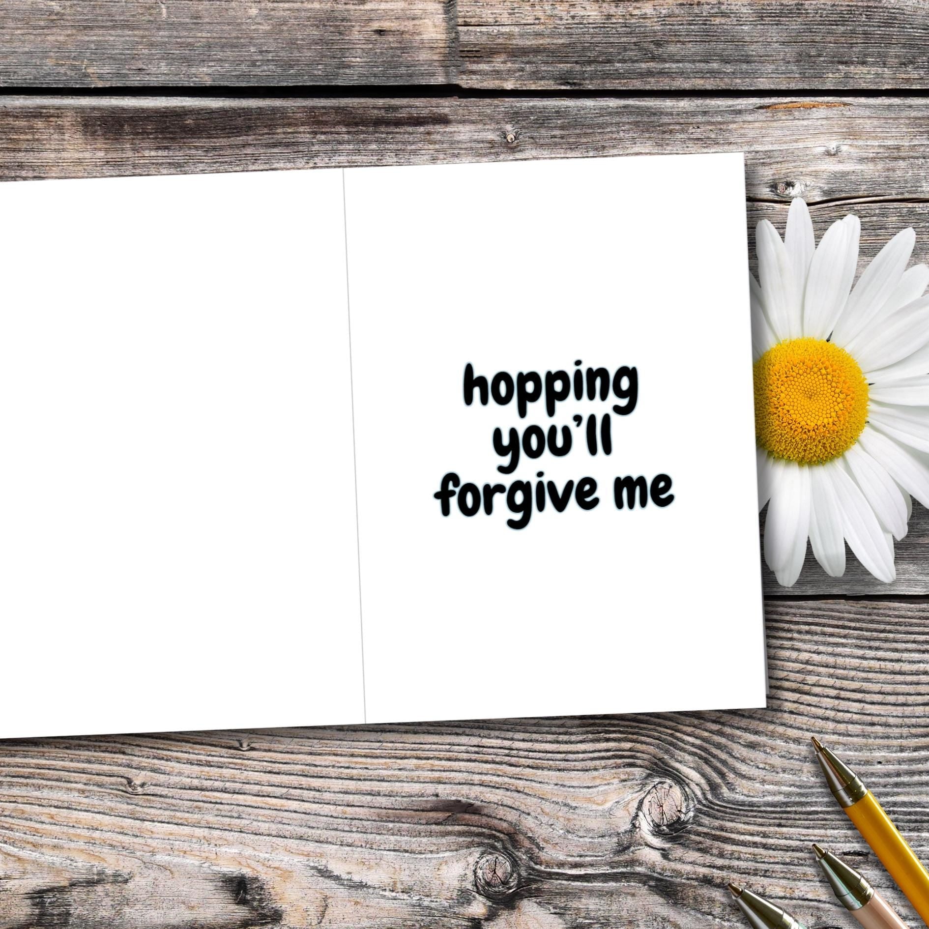 Crying Bunny Apology Card, Funny Sorry Pun, Rabbit Note - JuzBecuzStationery