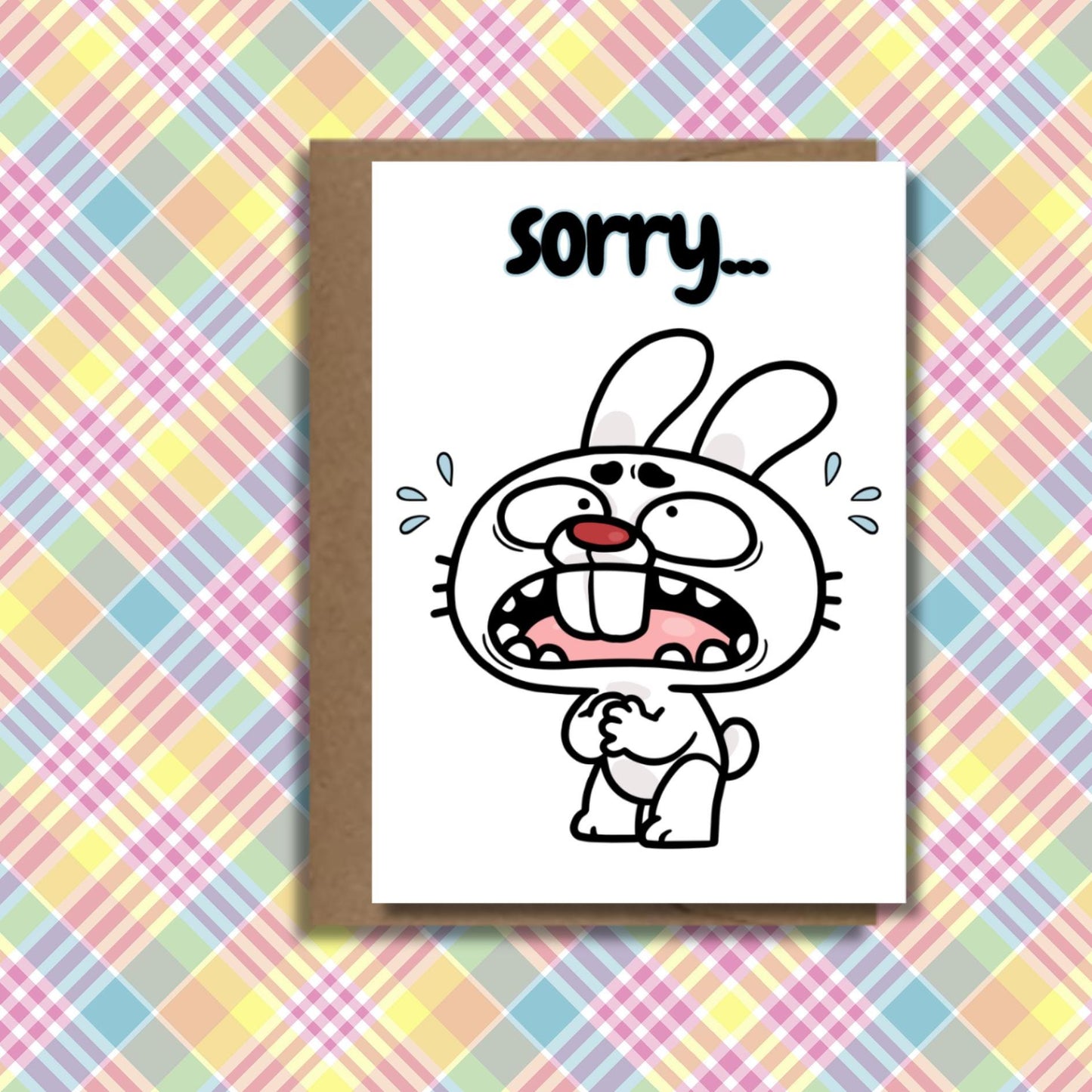 Crying Bunny Apology Card, Funny Sorry Pun, Rabbit Note - JuzBecuzStationery