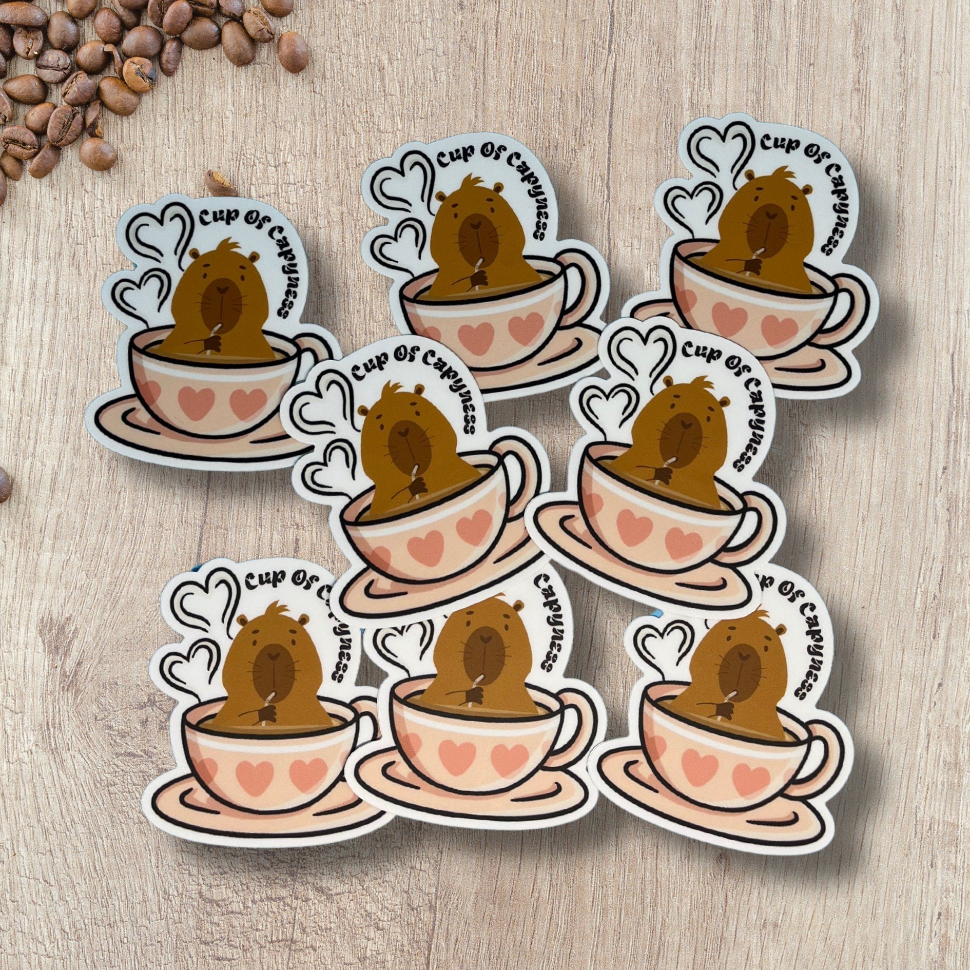Cup of Capy - ness Capybara Sticker – Cute Coffee Tea Vinyl Decal for Laptop, Water Bottle, Journal – Kawaii Capybara Lover Gift - JuzBecuzStationery