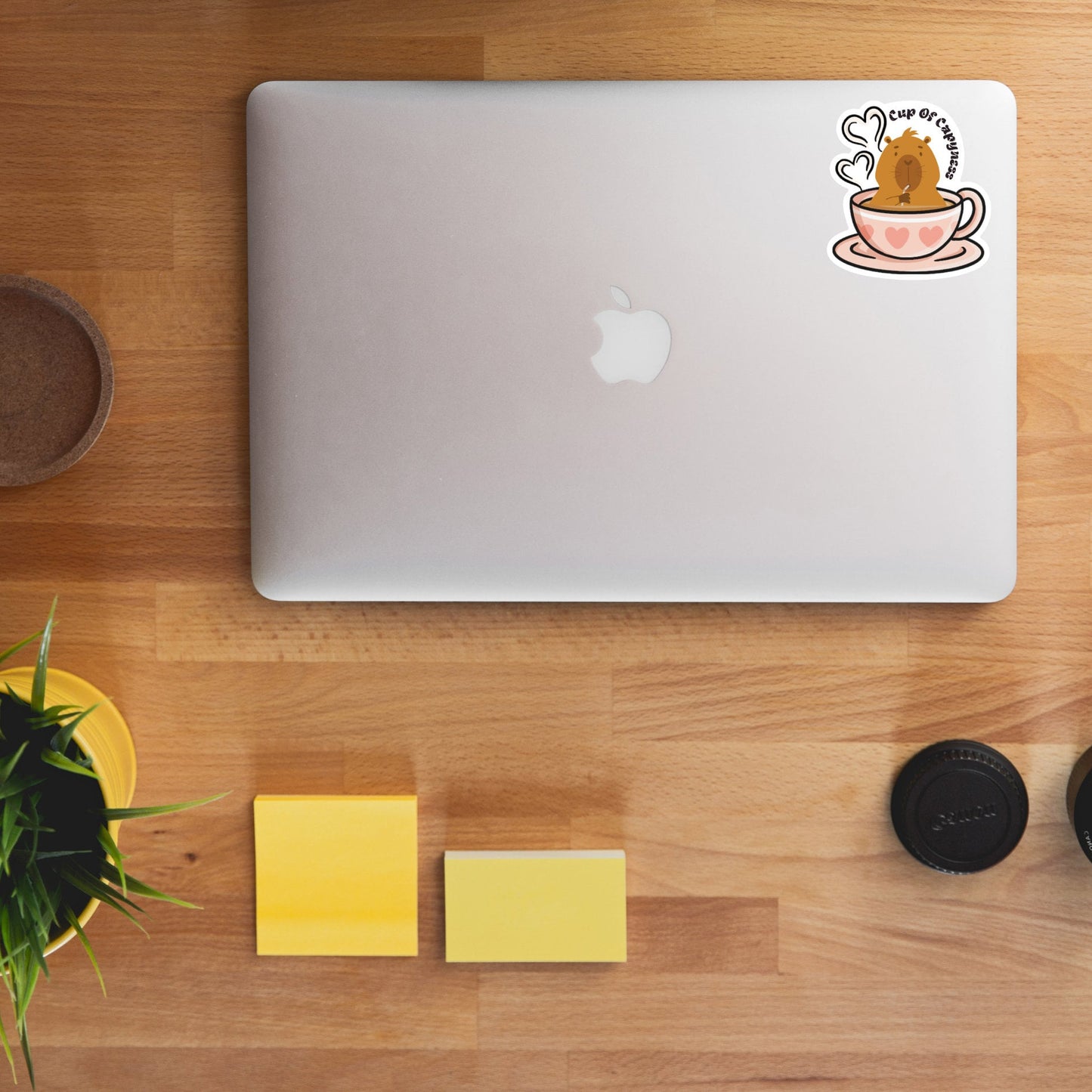 Cup of Capy - ness Capybara Sticker – Cute Coffee Tea Vinyl Decal for Laptop, Water Bottle, Journal – Kawaii Capybara Lover Gift - JuzBecuzStationery