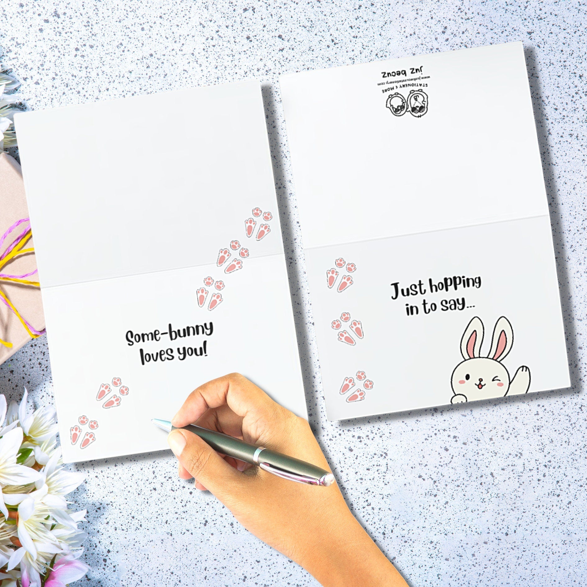 Cute Bunny Card, Some - Bunny Loves You Card, I Love You Card, Couple's Card, Card for Kid's, Friendship Card, Bunny Anniversary Card - JuzBecuzStationery
