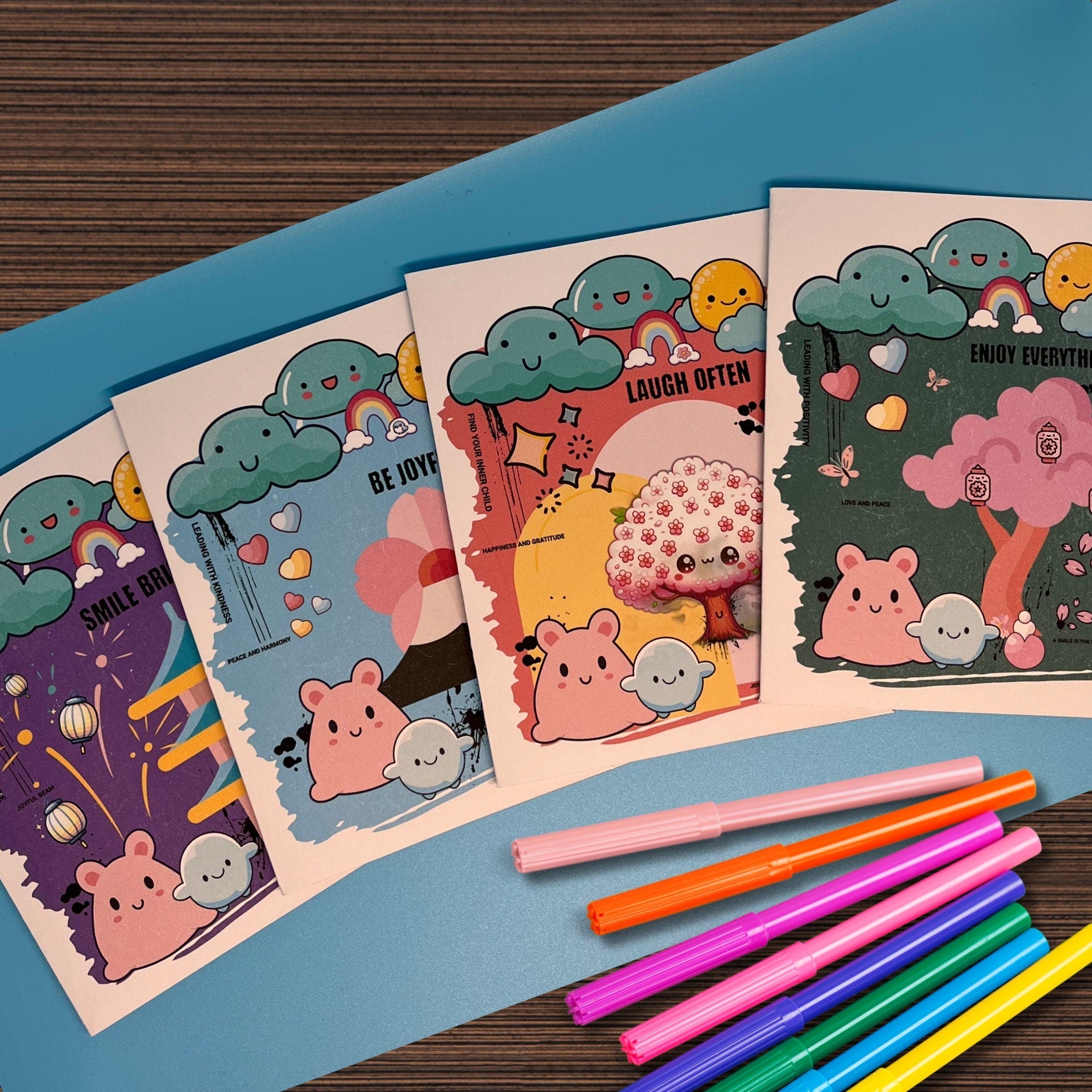 Cute Japanese Style Kawaii Notecards, Asian Style Blank Card Set, Friendship Positivity Encouragement Cards, Japanese Stationery Gift - JuzBecuzStationery