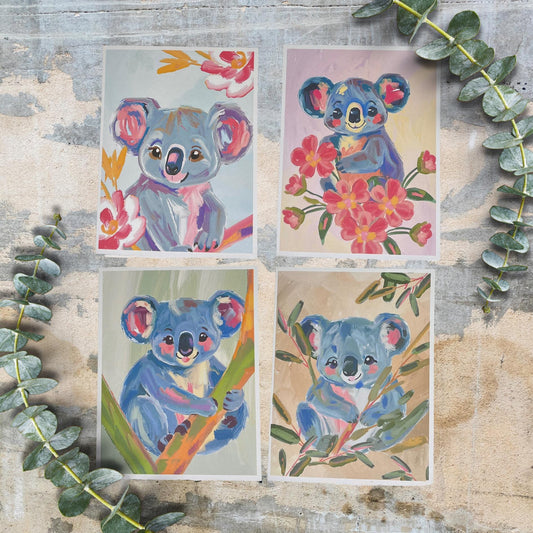 Cute Koala Notecard Set, Koala Lover Gift, Animal Greeting Cards For Any Occasion, Animal Lover Stationery, Thinking Of You Thank You Cards - JuzBecuzStationery