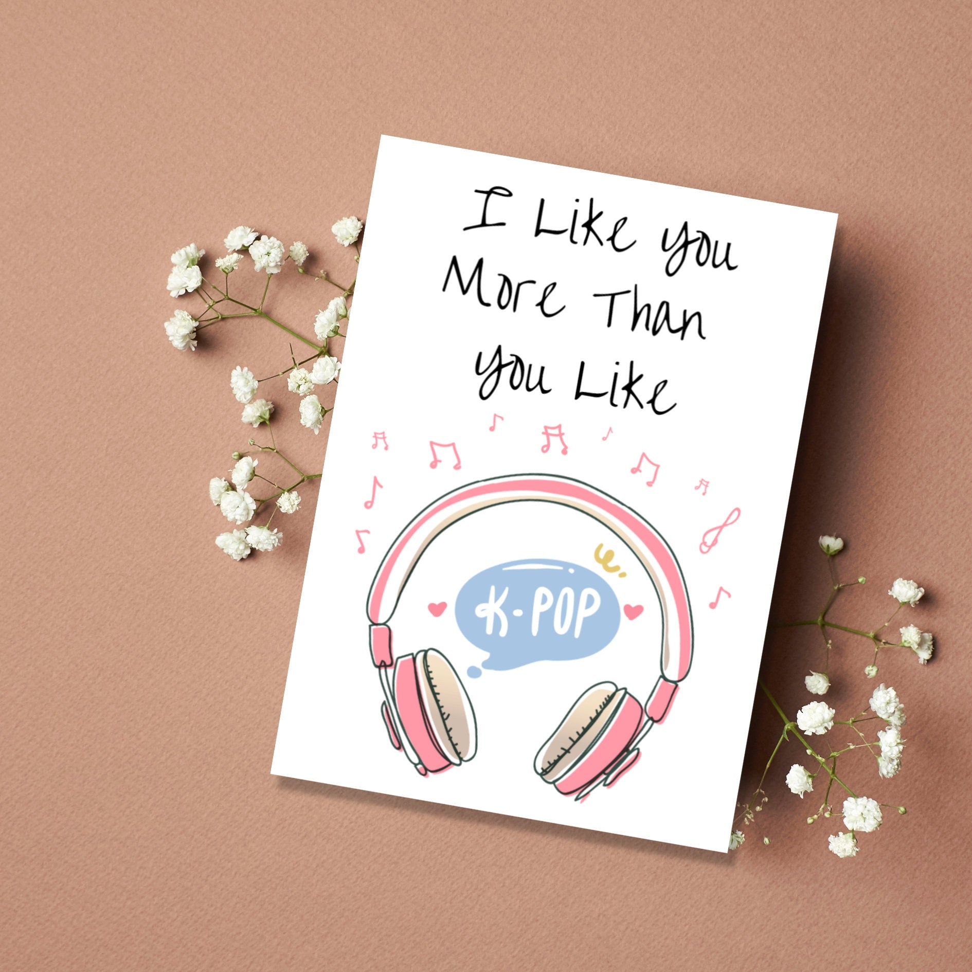 Cute Kpop Friendship Card, Couples Kpop Card, I Love You Card For Kpop Fan, Thinking of You Card, Kpop Best Friend Card - JuzBecuzStationery