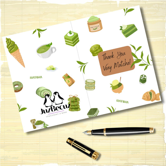 Cute Matcha Thank You Card, Thank You So Matcha Pun Appreciation Card, Matcha Tea Lover Thank You Card, Japanese Drink Gratitude Stationery - JuzBecuzStationery