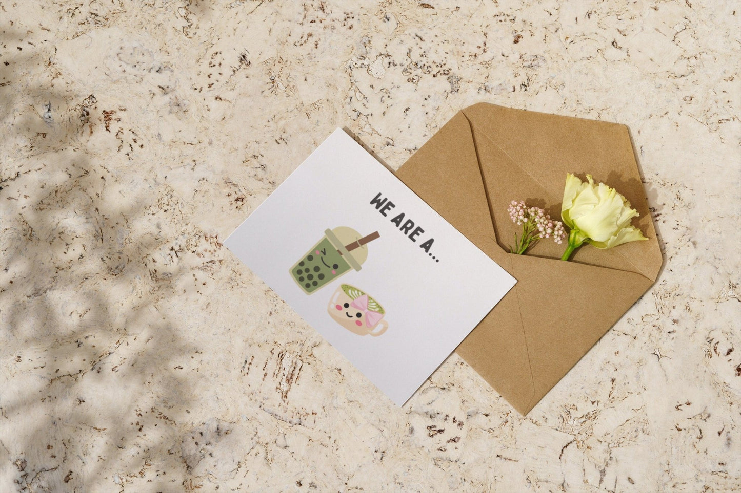 Fun Matcha Couple's Card, Matcha Bubble Tea Friendship Card, Punny Anniversary Card For Matcha Lover, Kawaii Matcha Pun I Love You Card - JuzBecuzStationery