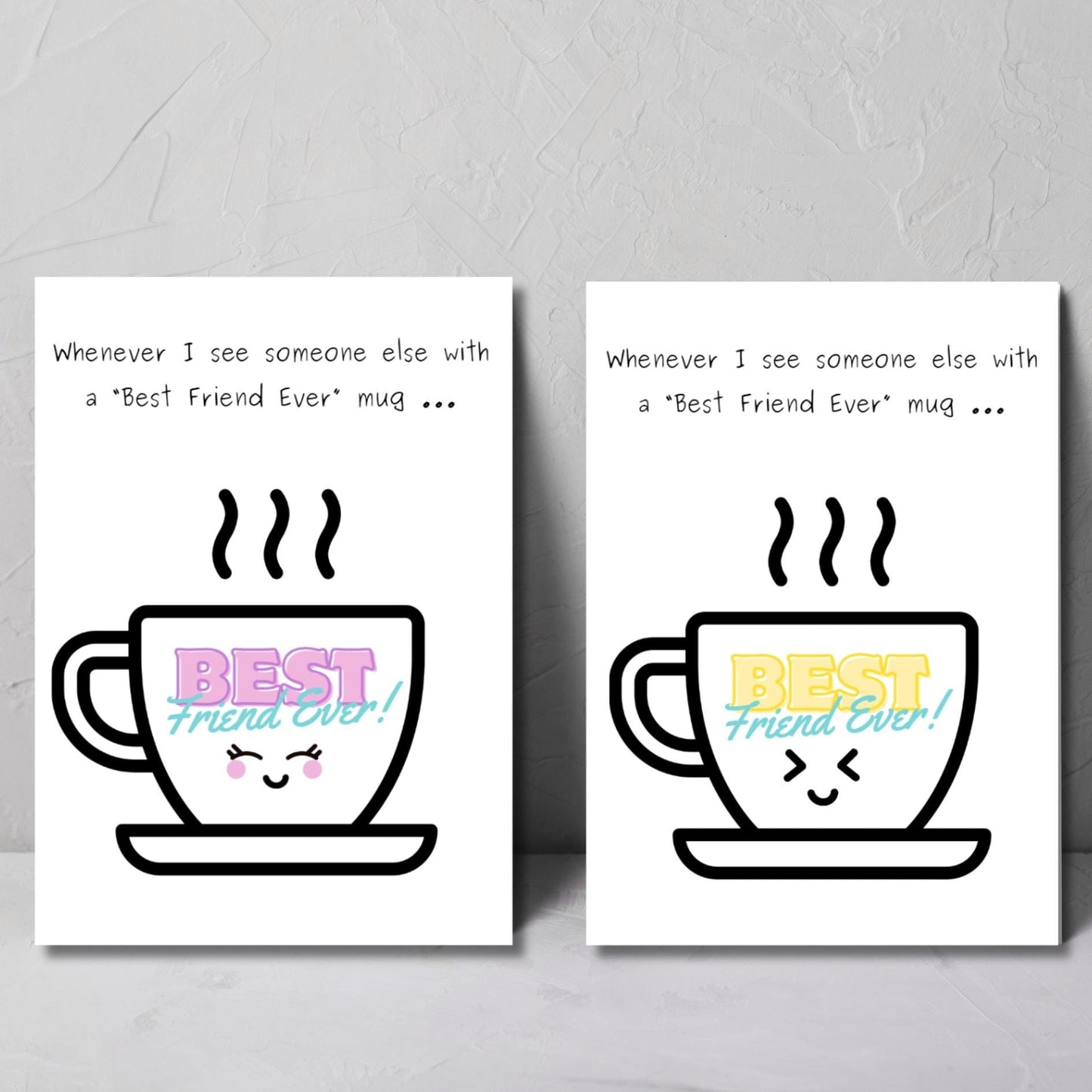 Funny Friendship Card, Sarcastic BFF Greeting Card For Coffee Lover, Kawaii Card for Best Friend, Humorous Thinking Of You Card for Bestie - JuzBecuzStationery