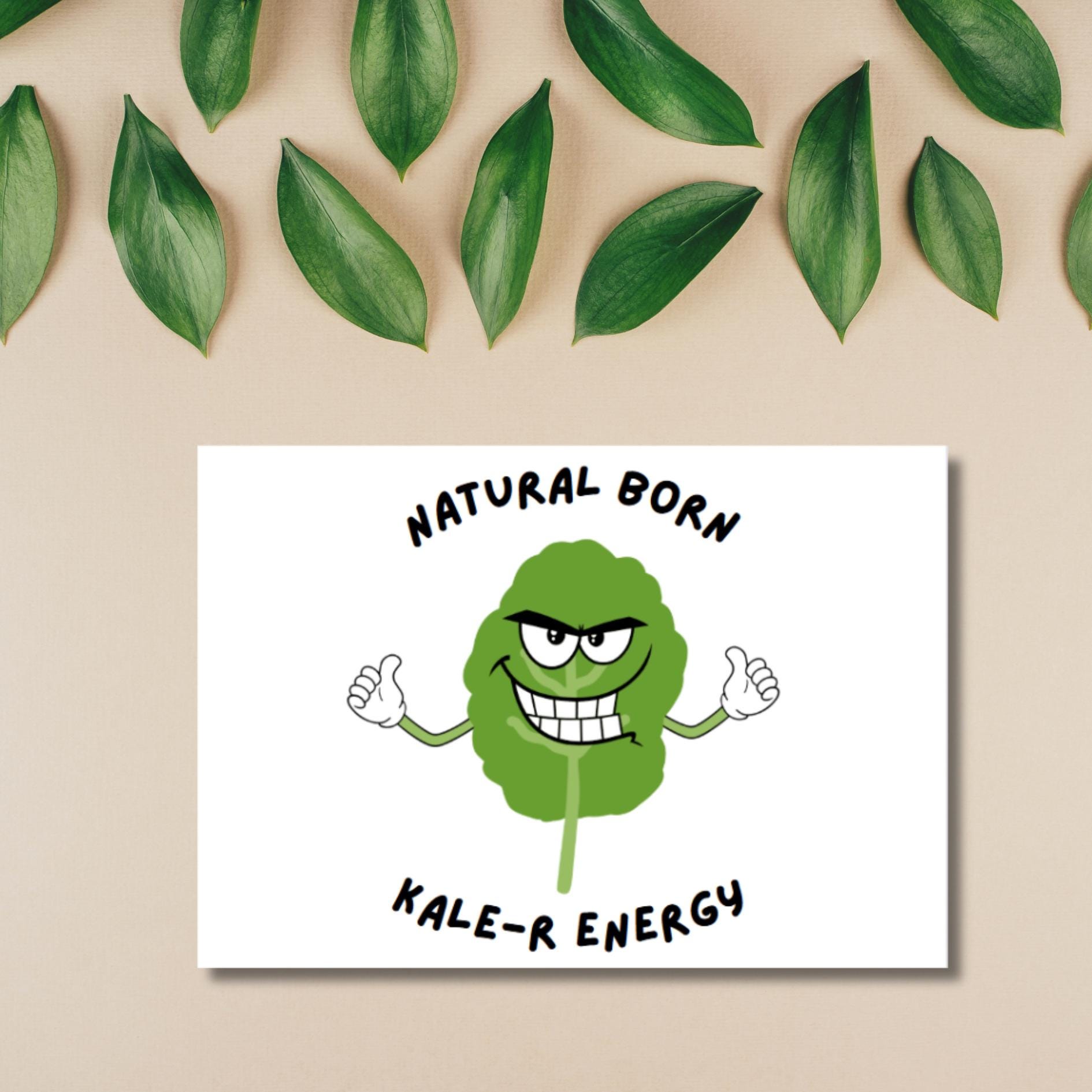 Funny Kale Encouragement Card: Kawaii Vegetable Pun Support Gift - JuzBecuzStationery