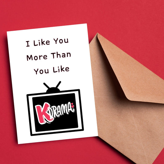 Funny Kdrama Greeting Card, Korean Drama Friendship Card, Thinking of You Card For Kdrama Addict, Cute I Like You Note Card - JuzBecuzStationery