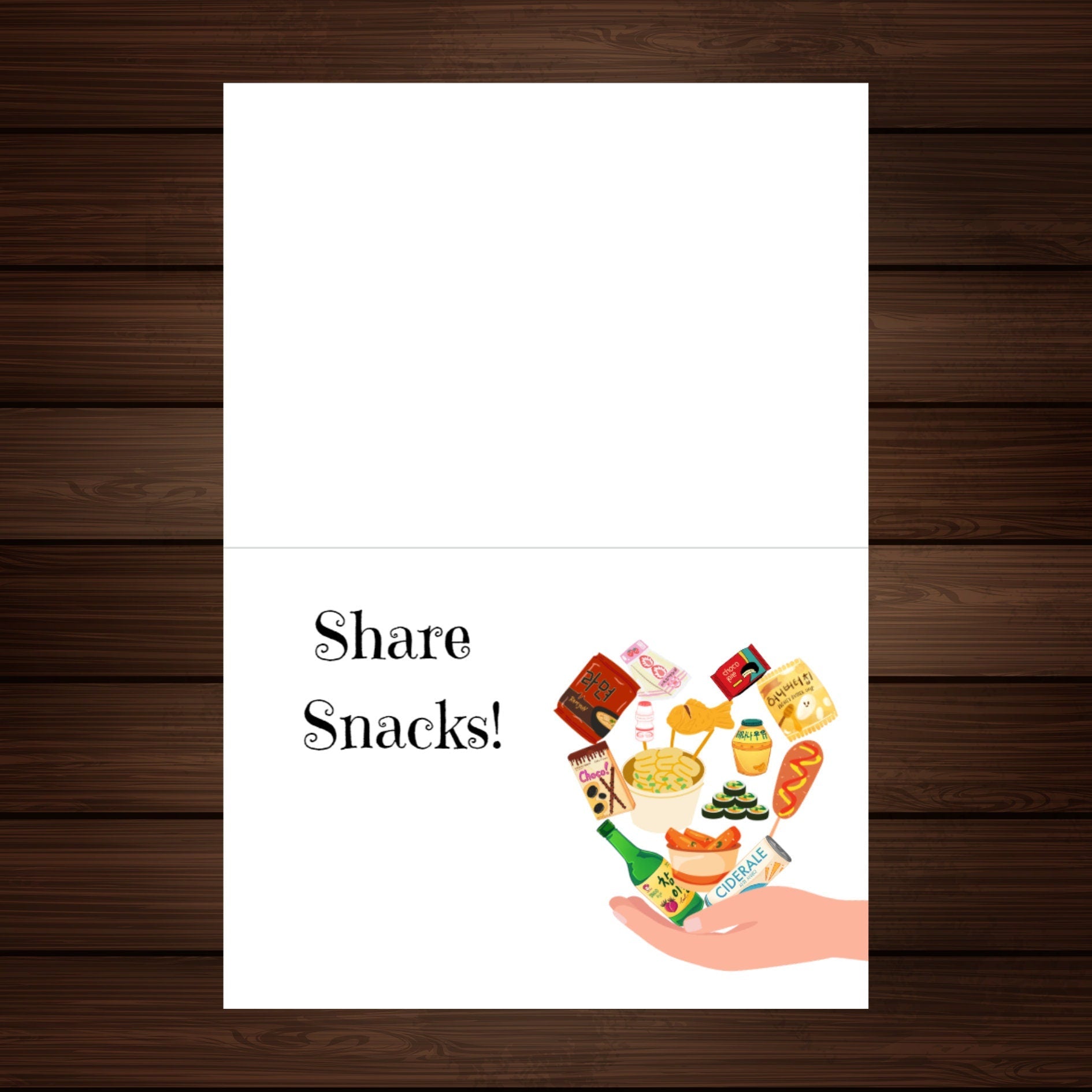 Funny Korean Snacks Friendship Card: Kdrama Kpop Fan Gift - JuzBecuzStationery
