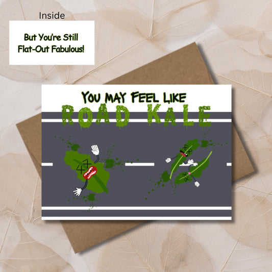 Funny Road Kale Card, Encouragement Card For Tough Days, Punny Kawaii Get Well Card, Friendship Card, Motivational Support Card - JuzBecuzStationery