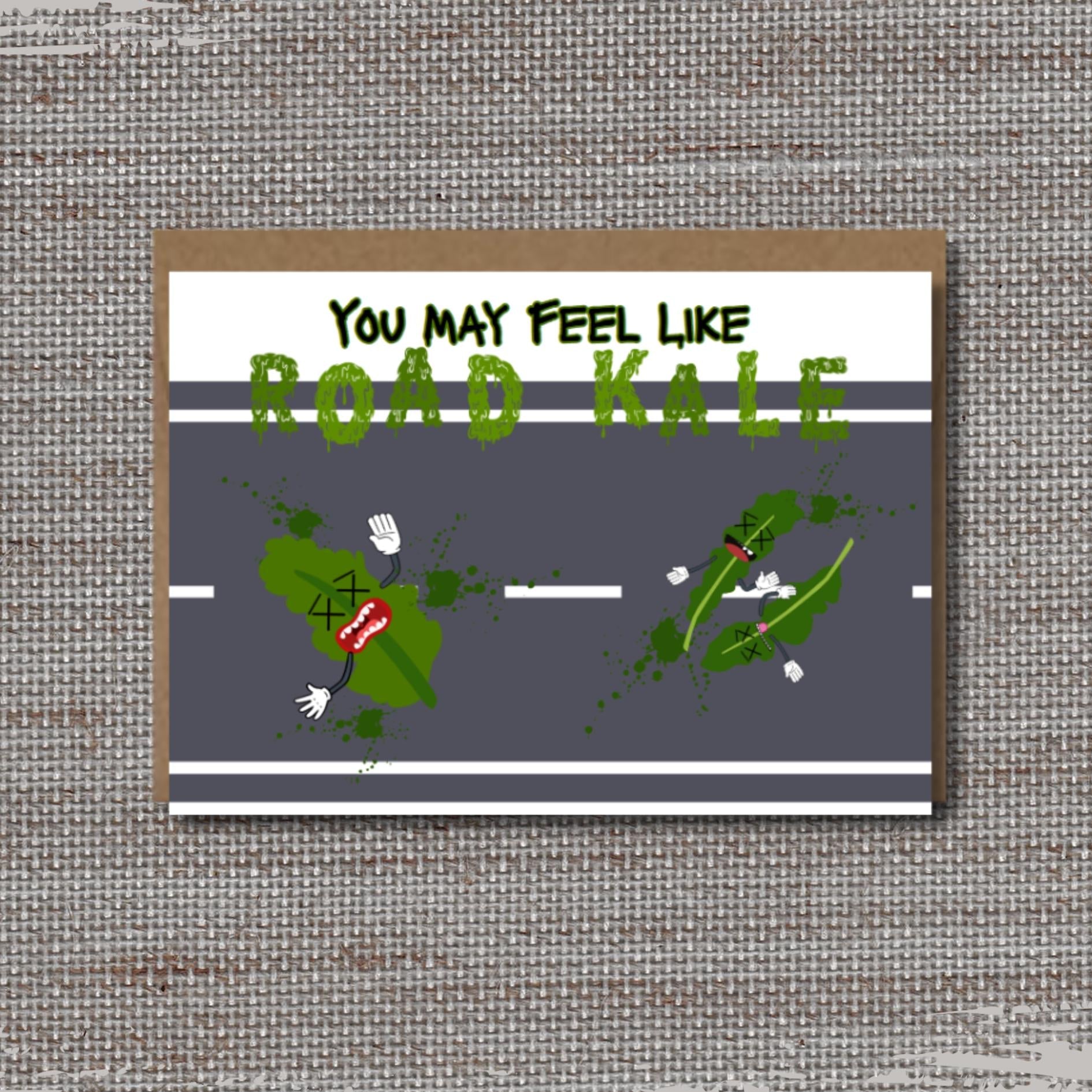 Funny Road Kale Get Well Card: Punny Encouragement - JuzBecuzStationery