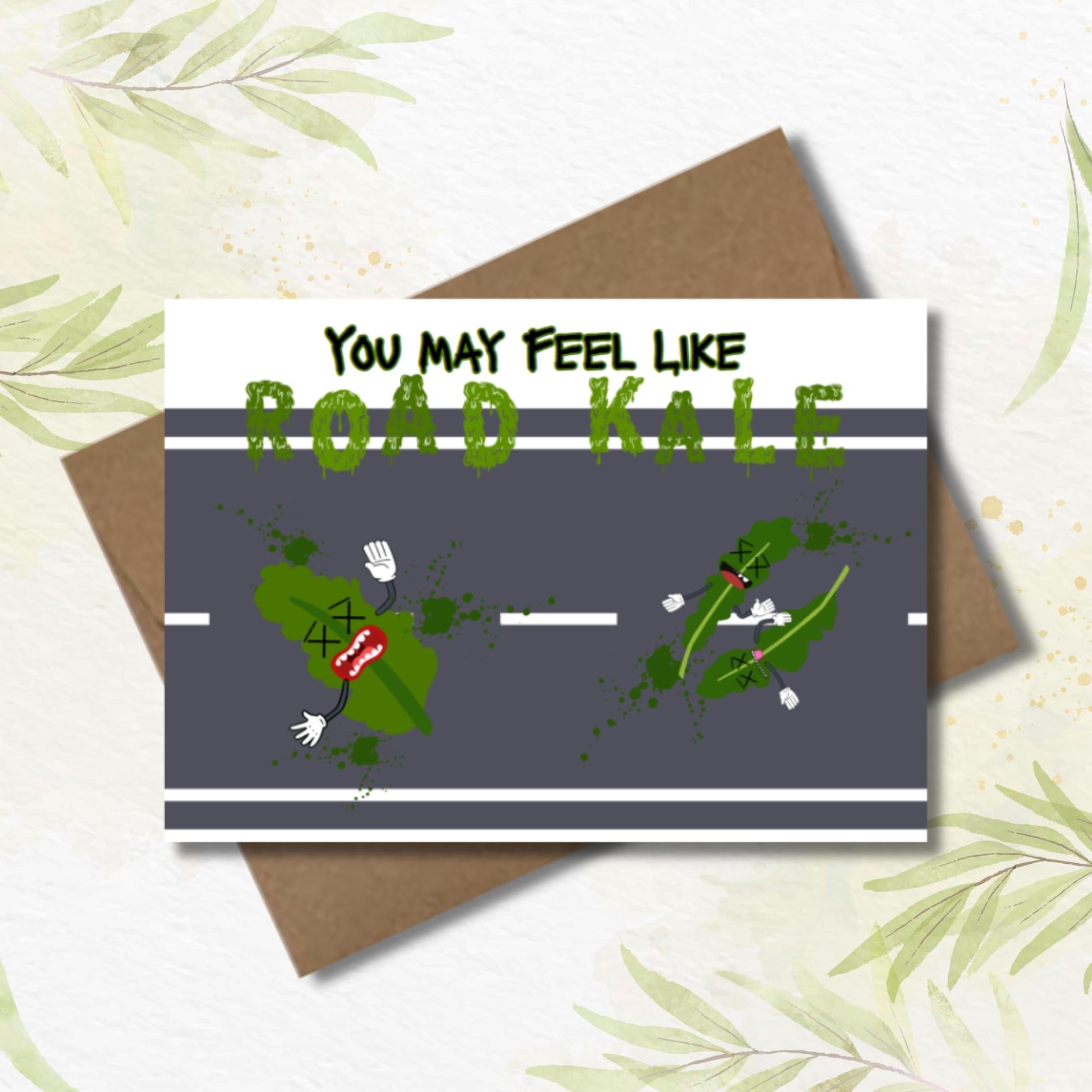 Funny Road Kale Get Well Card: Punny Encouragement - JuzBecuzStationery