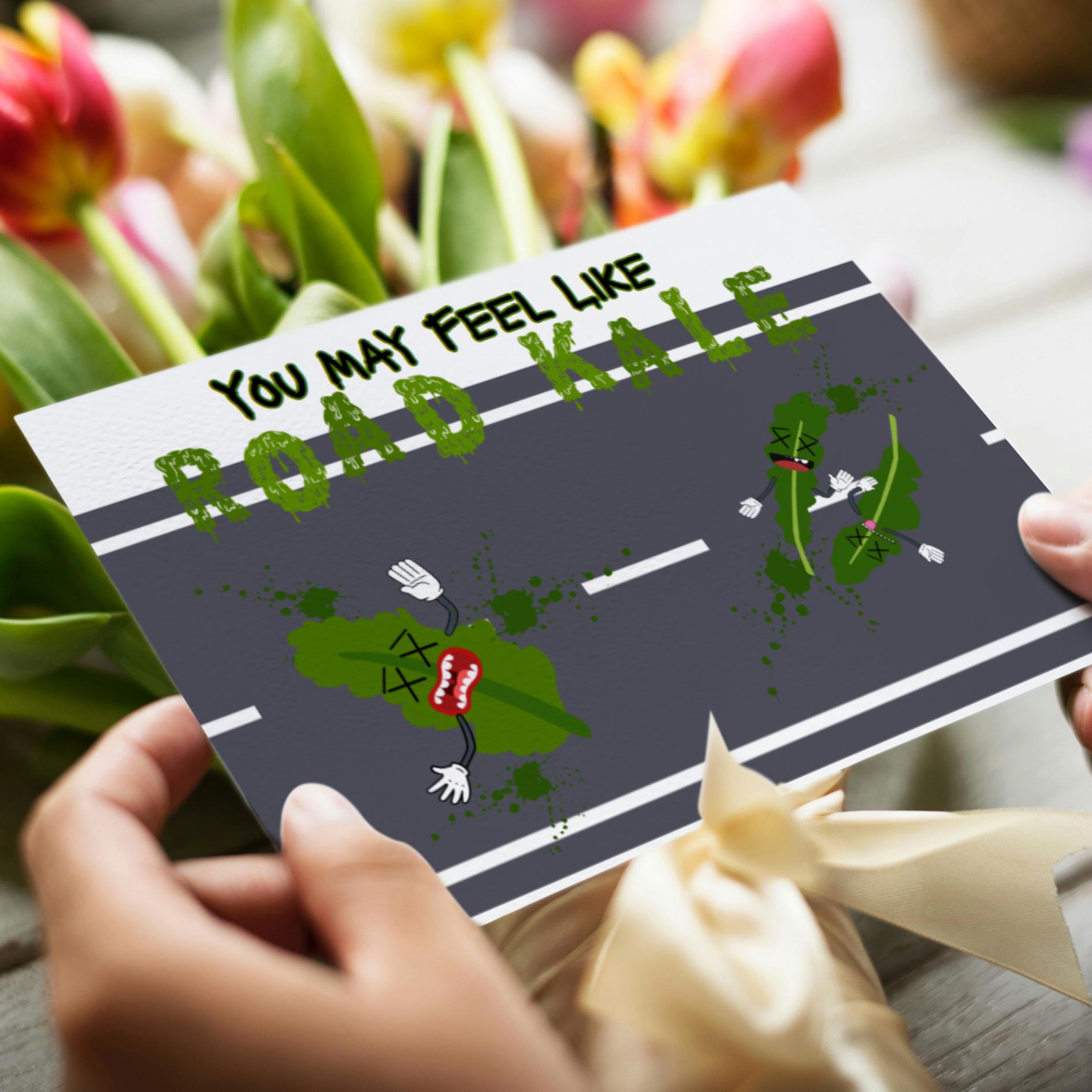 Funny Road Kale Get Well Card: Punny Encouragement - JuzBecuzStationery