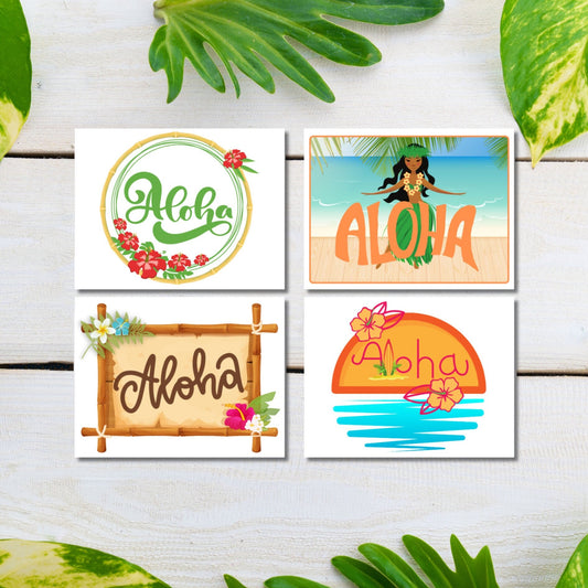 Hawaiian Aloha Notecards, Island Vibe Thinking Of You Cards, Tropical Stationery Gift, Floral Thank You Cards, Fun Blank Notecard Set - JuzBecuzStationery