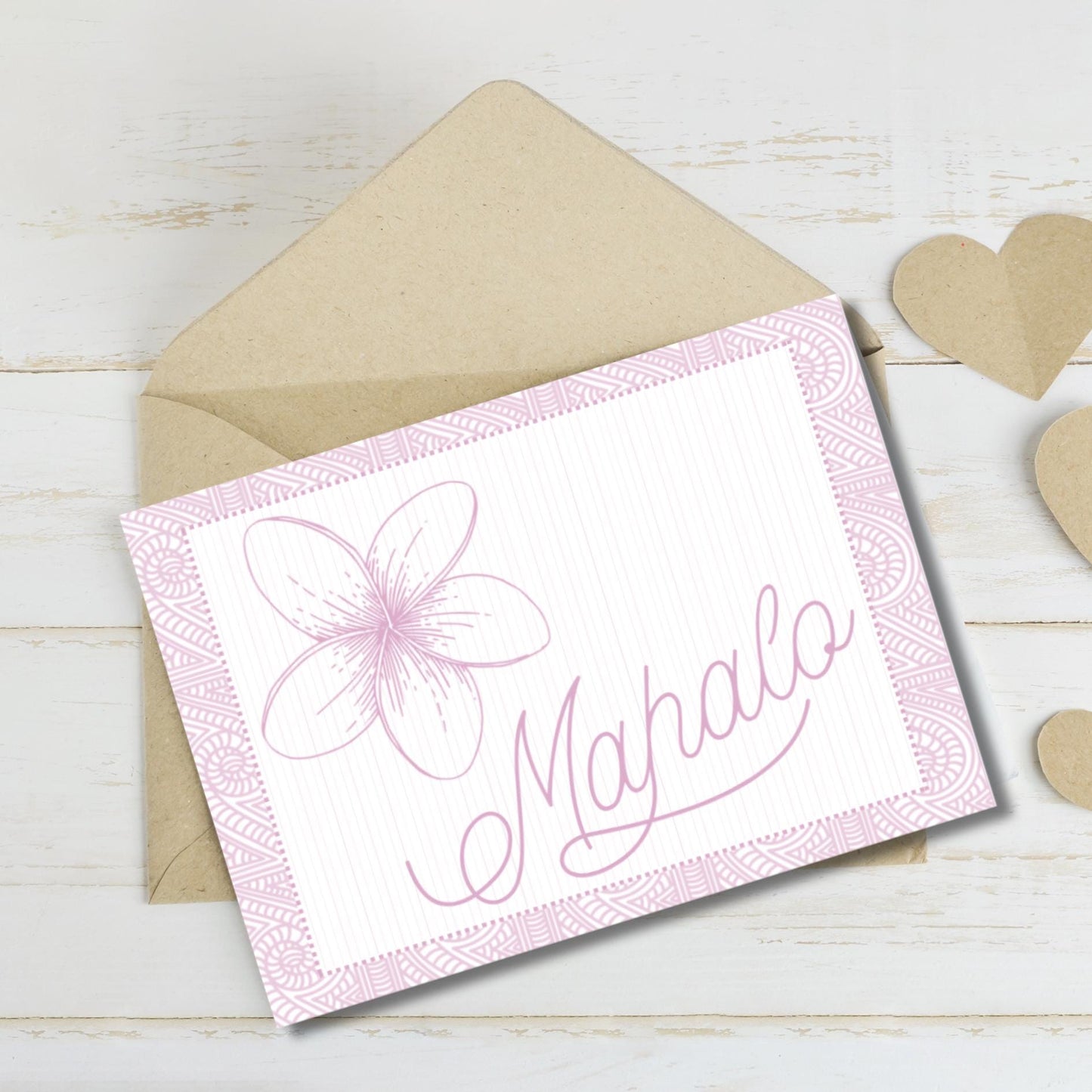 Hawaiian Mahalo Card: Tropical Thank You Note (7x5) - JuzBecuzStationery