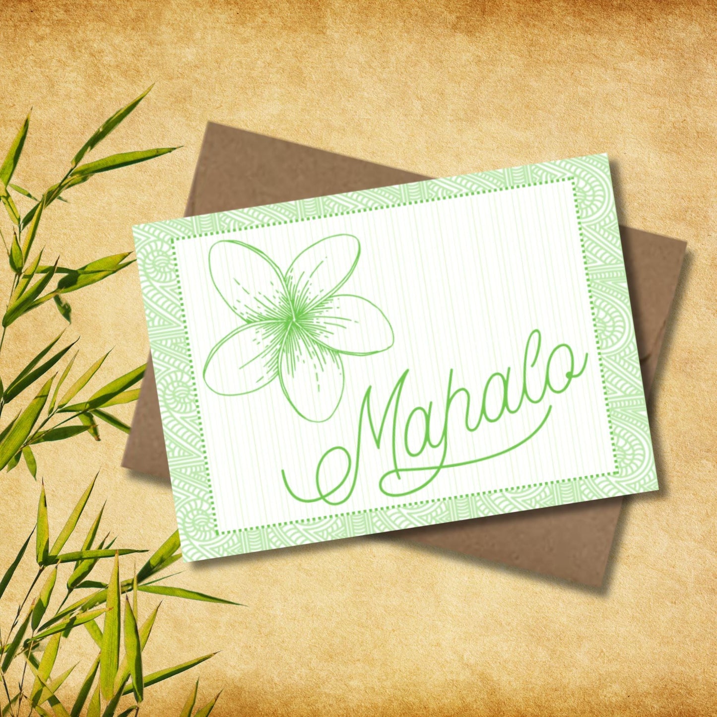Hawaiian Mahalo Card: Tropical Thank You Note (7x5) - JuzBecuzStationery