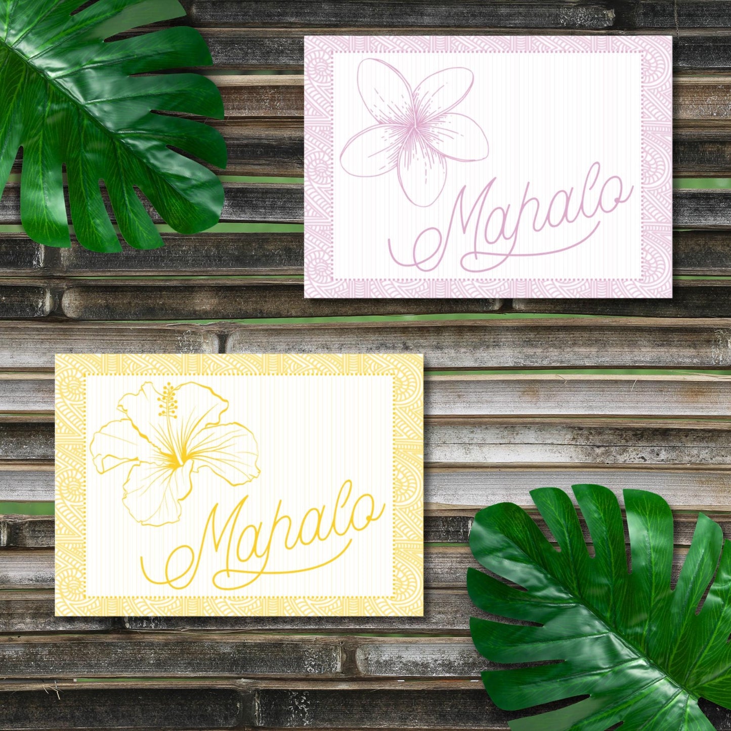 Hawaiian Mahalo Card: Tropical Thank You Note (7x5) - JuzBecuzStationery