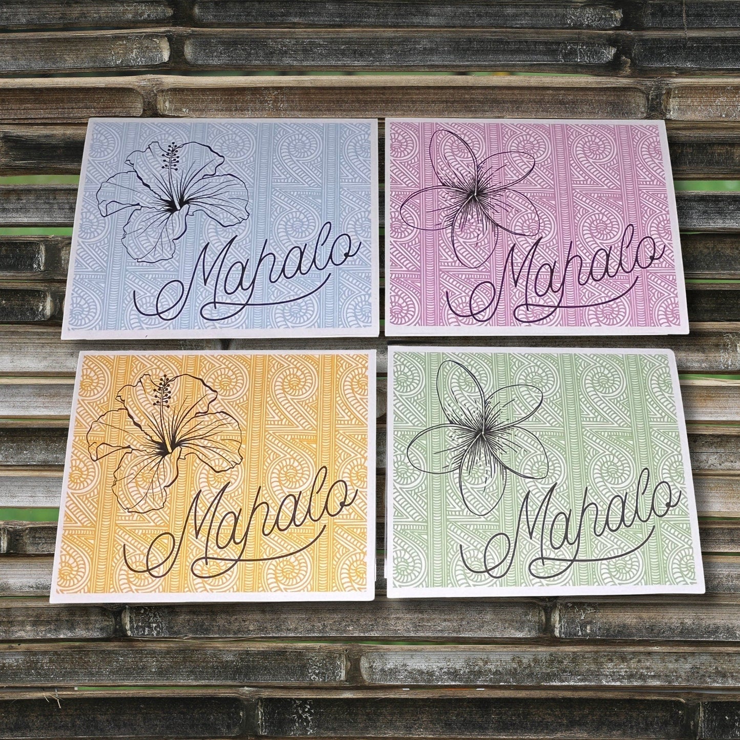 Hawaiian Mahalo Thank You Notecard Set: Tropical Gratitude Stationery - JuzBecuzStationery