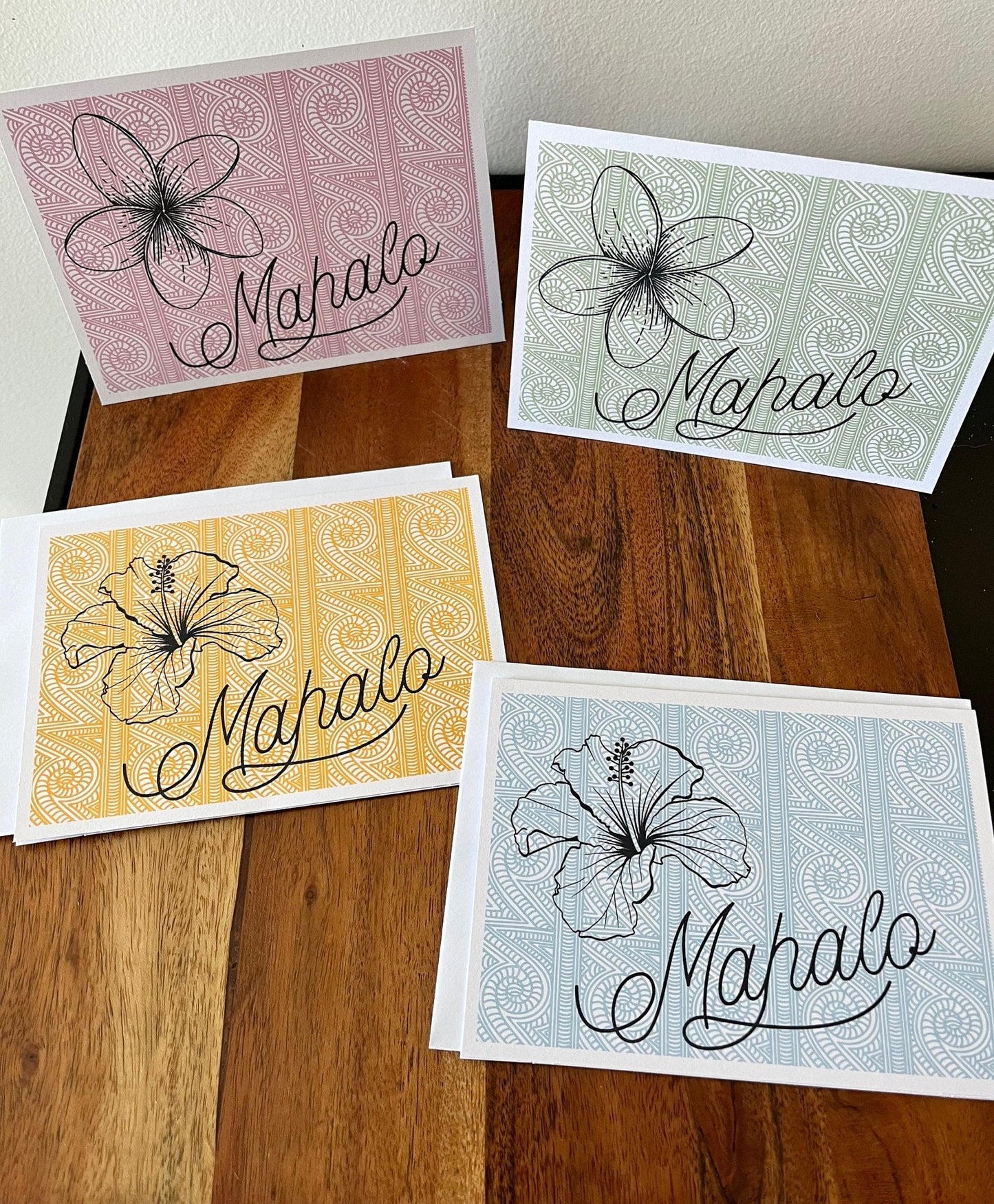 Hawaiian Mahalo Thank You Notecard Set: Tropical Gratitude Stationery - JuzBecuzStationery