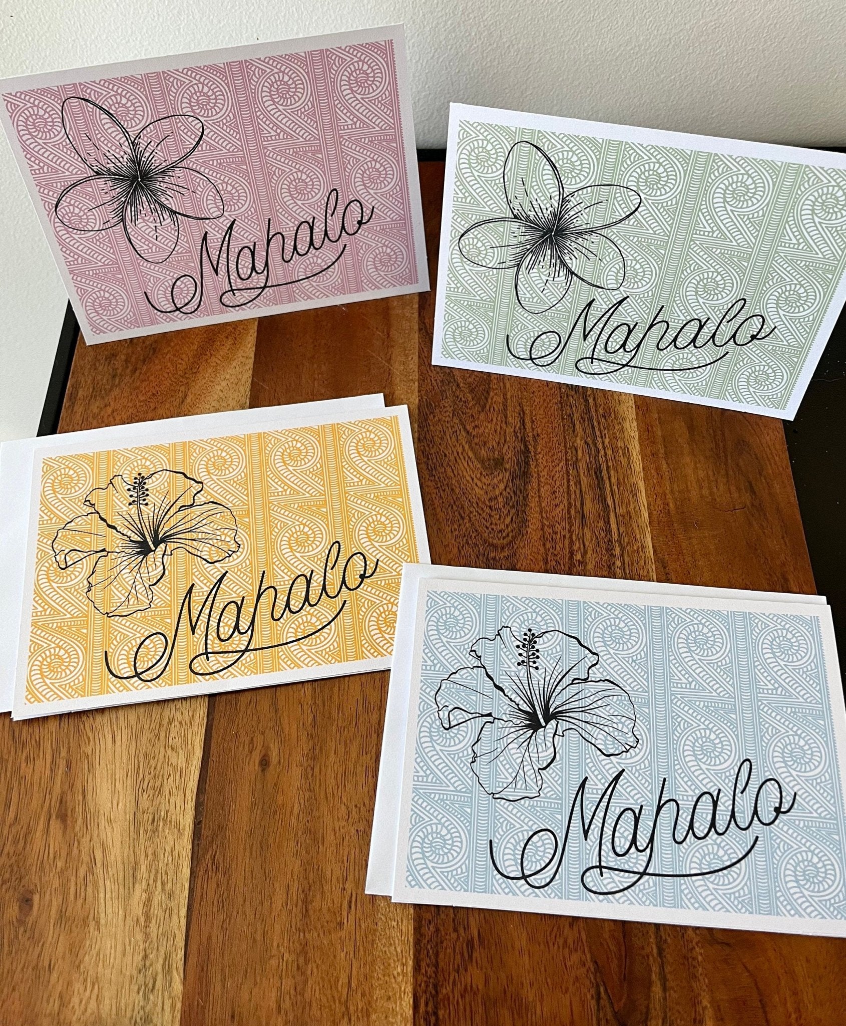 Hawaiian Mahalo Thank You Notecard Set: Tropical Gratitude Stationery - JuzBecuzStationery