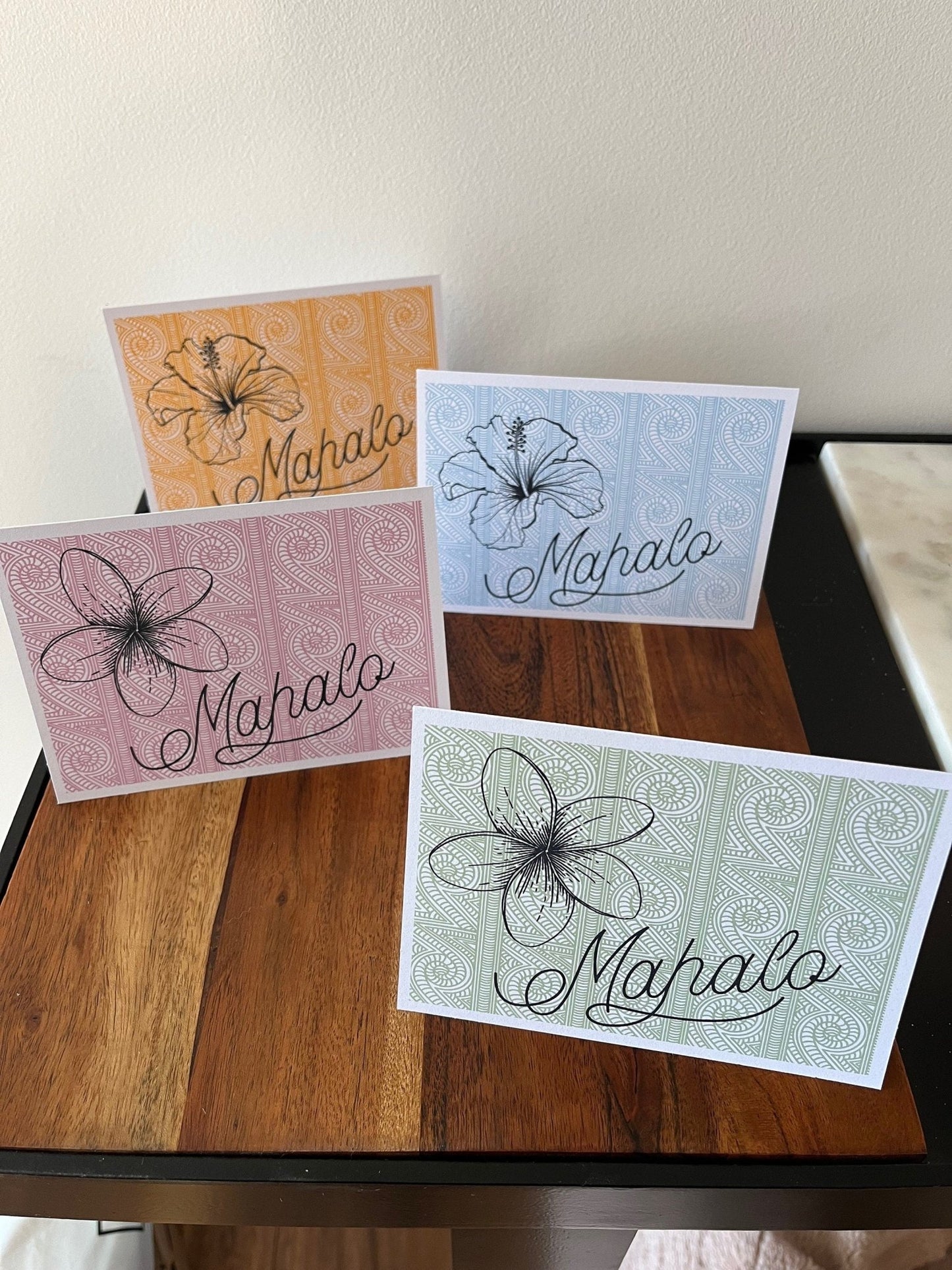 Hawaiian Mahalo Thank You Notecard Set: Tropical Gratitude Stationery - JuzBecuzStationery