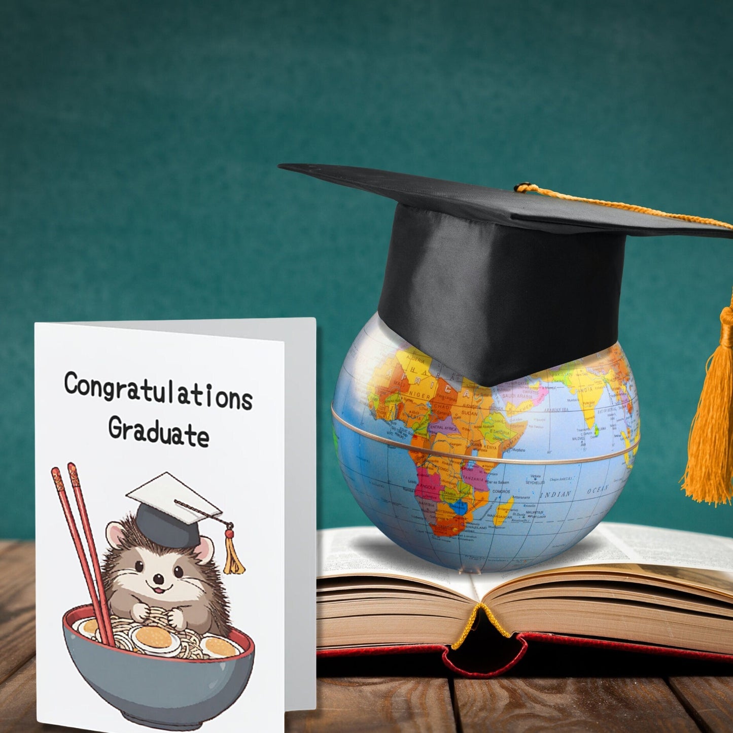 Hedgehog Ramen Noodle Graduation Card - JuzBecuzStationery